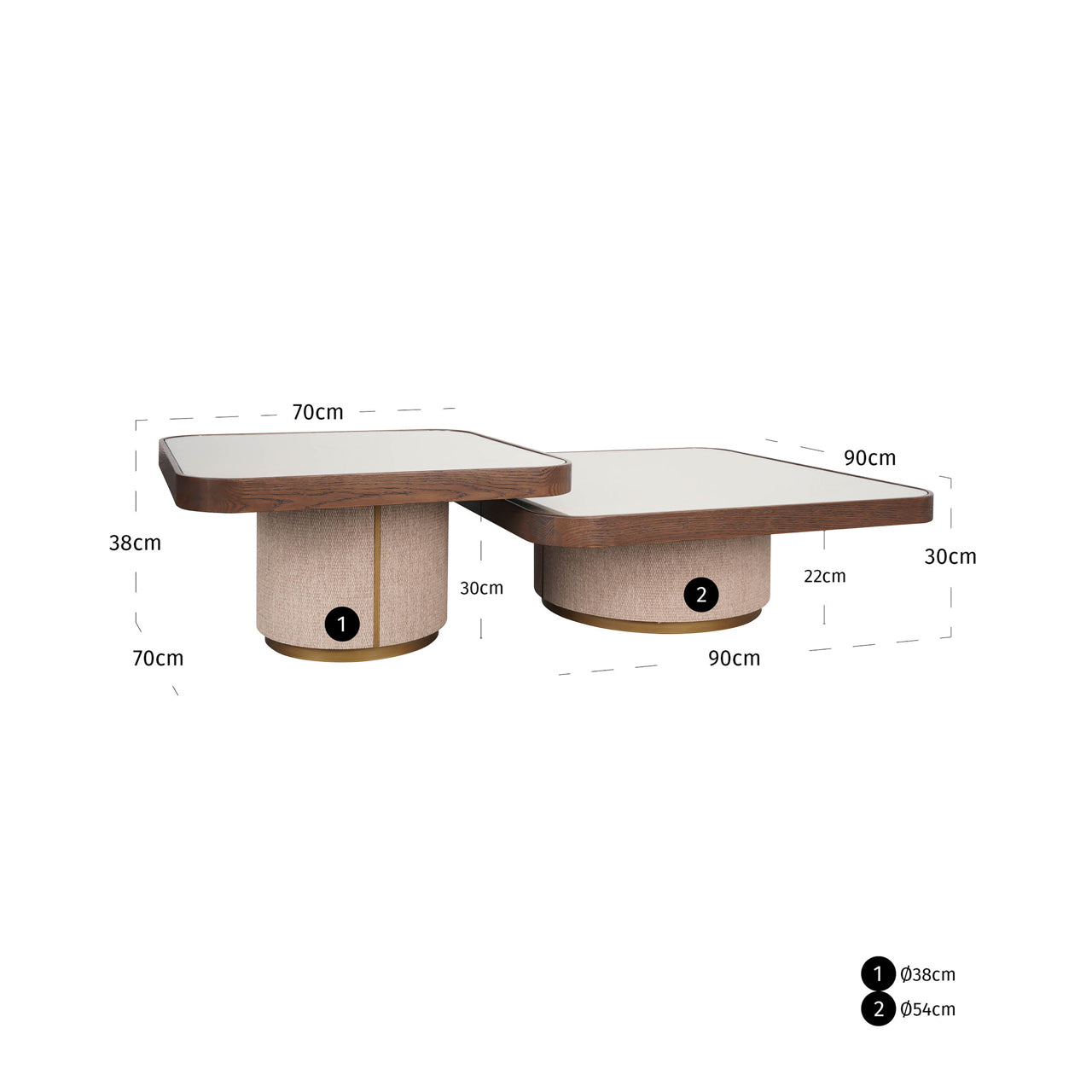 Richmond Interiors Couchtisch Willox beige including glass (Set of 2) Couchtisch Richmond Interiors
