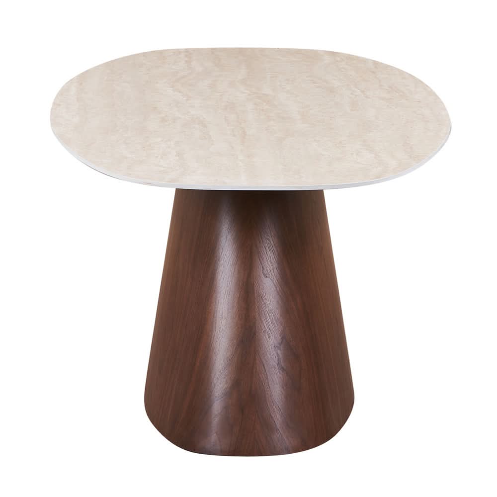 Pole to Pole DANISH Esstisch 220 cm – Travertinoptik und Walnussfurnier Esstisch oval Pole to Pole