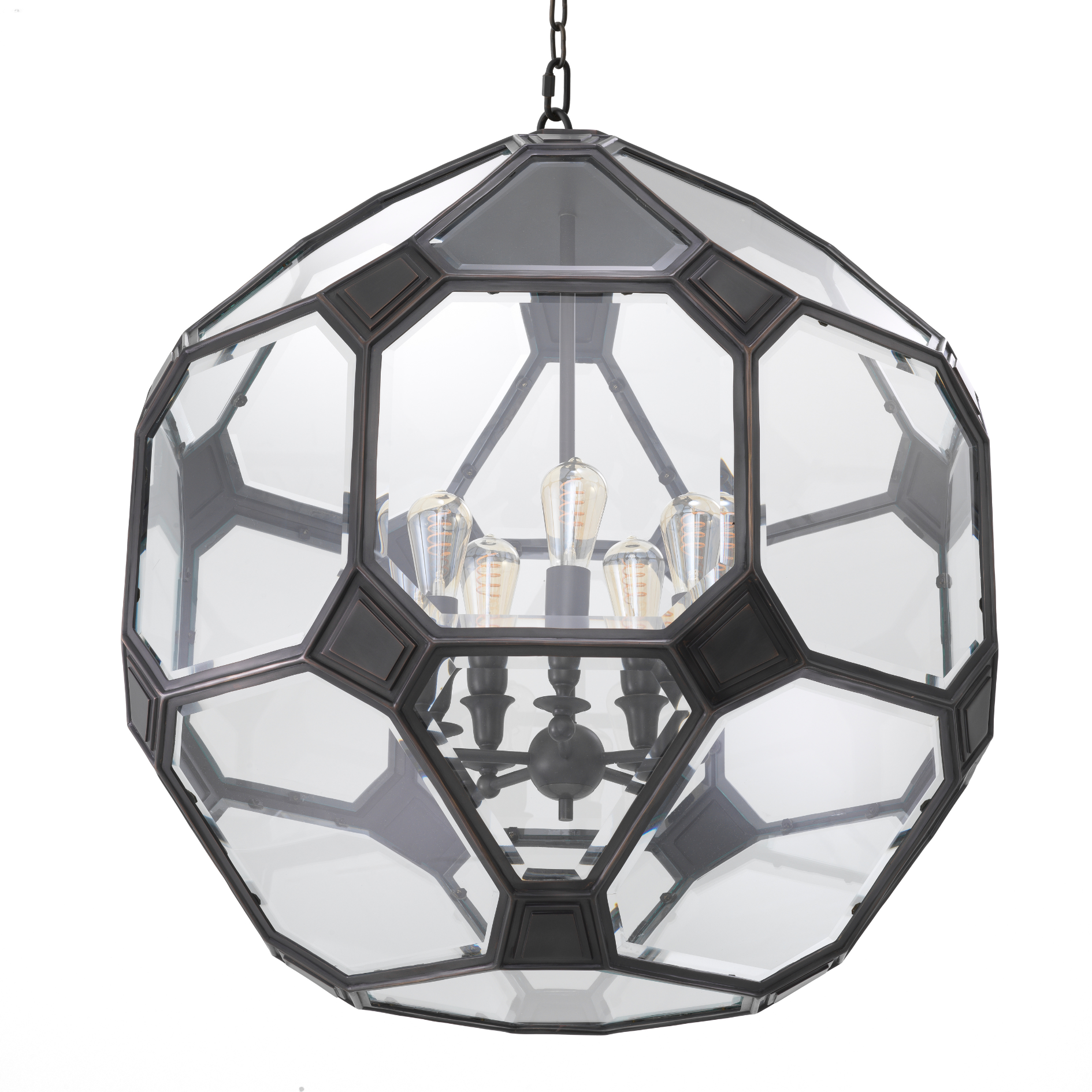 Eichholtz Laterne Olympia L – Bronze Highlight | Clear Bevelled Glass Kronleuchter Eichholtz