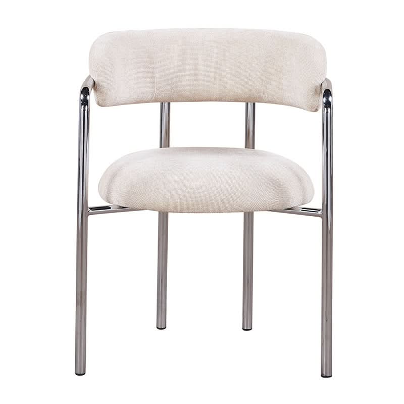 Pole to Pole Art Deco 2er-Set Esszimmerstuhl Ivory | Chromgestell 2er-Set Esszimmerstühle Pole to Pole
