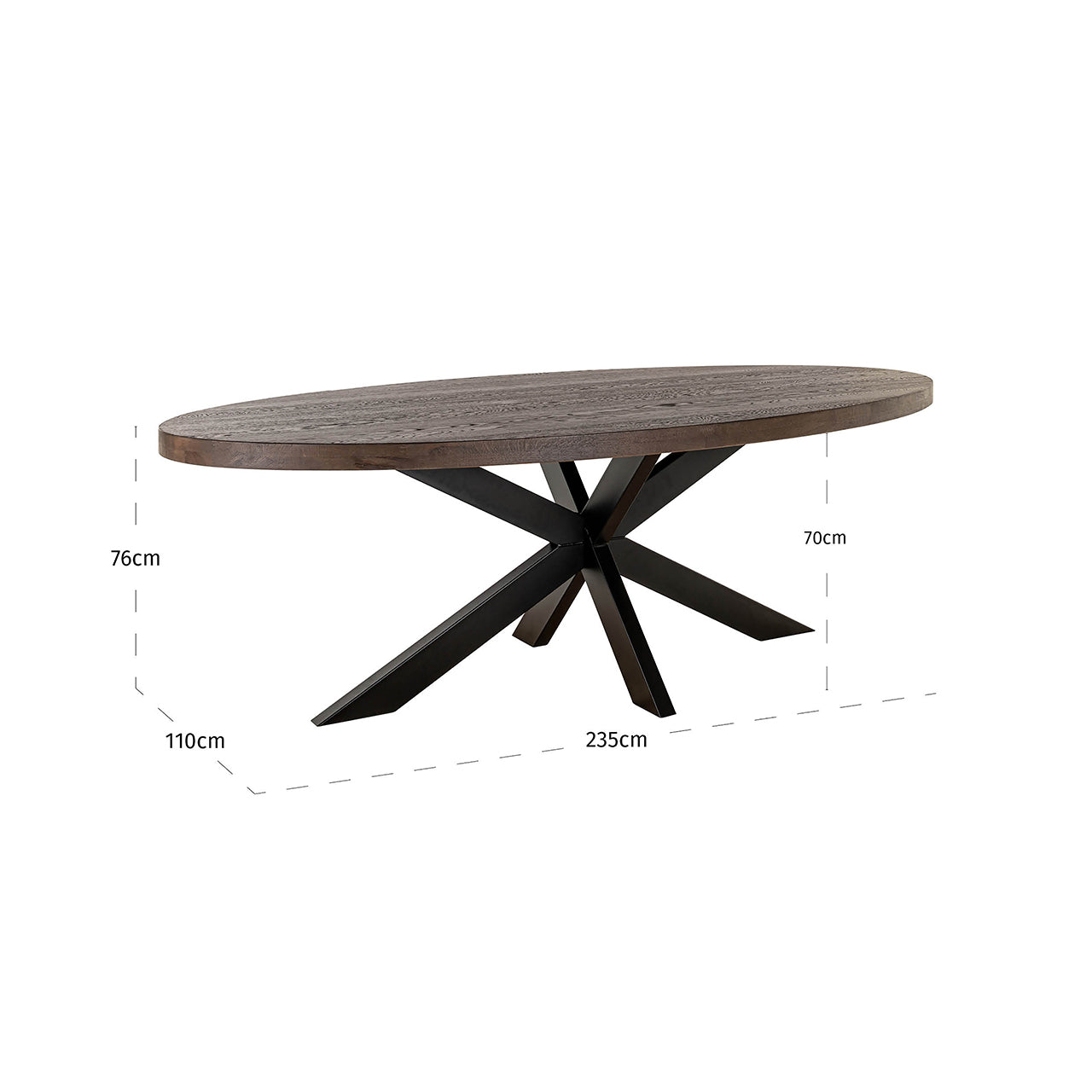 Richmond Interiors Esstisch Watson – Dark Brown (300 cm) mit Spidergestell Esstisch oval Richmond Interiors