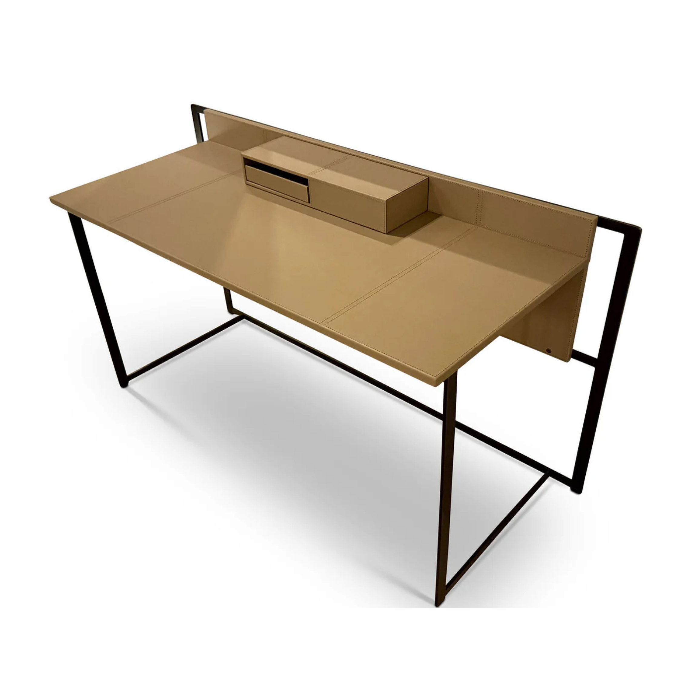 The Grand VOLTERRA Schreibtisch – Beige | Lederstruktur Schreibtisch The Grand Collection