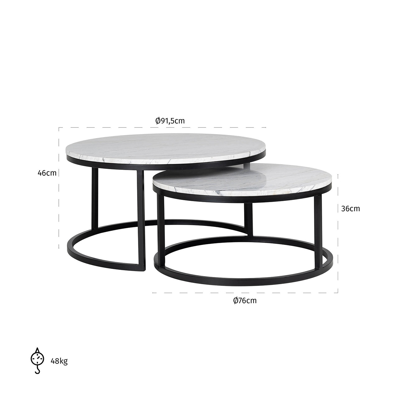 Richmond Interiors Couchtisch Lexington white (Set of 2) Couchtisch Richmond Interiors