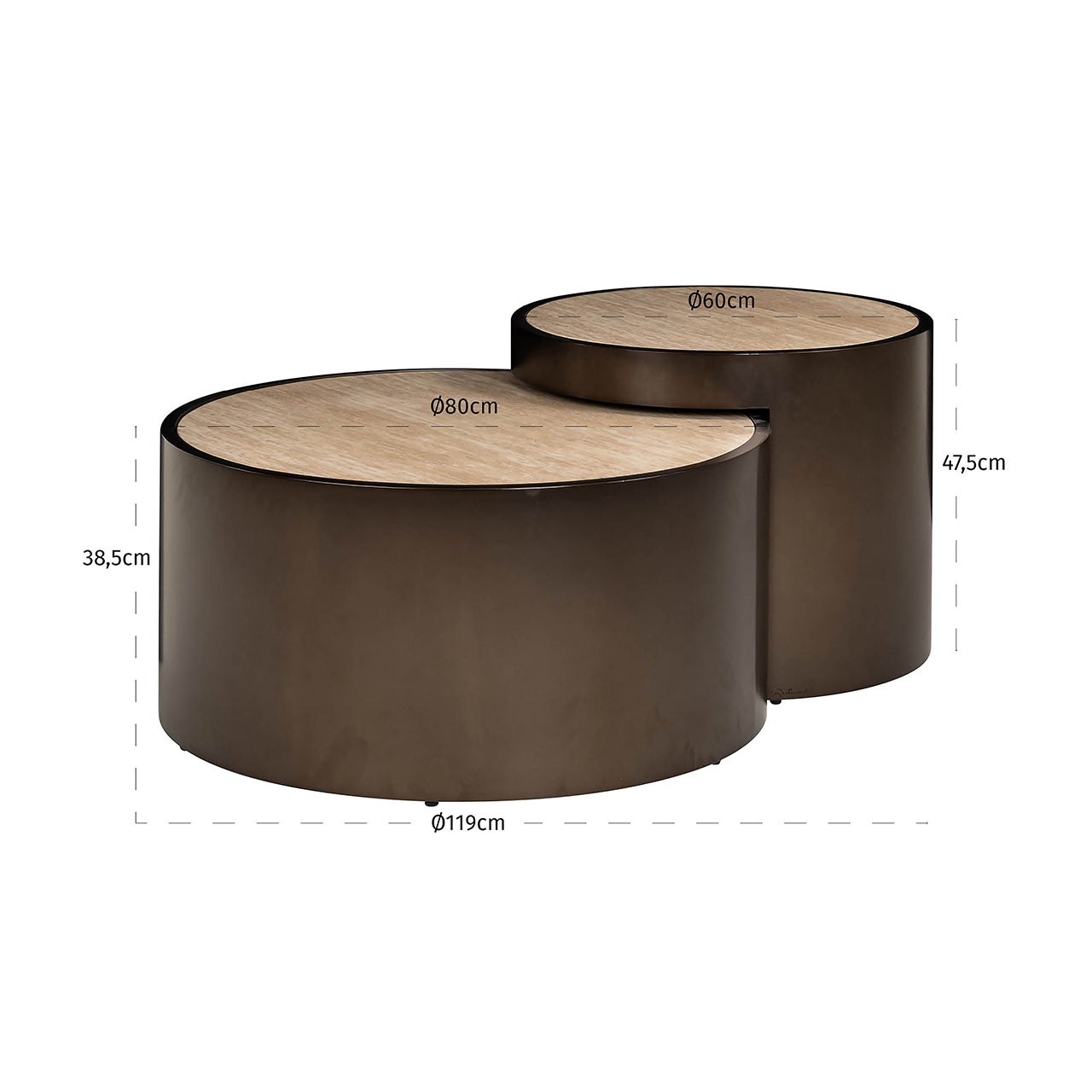 Richmond Interiors Couchtisch Ronson – 2er-Set (Beige) 2er-Set Couchtisch Richmond Interiors