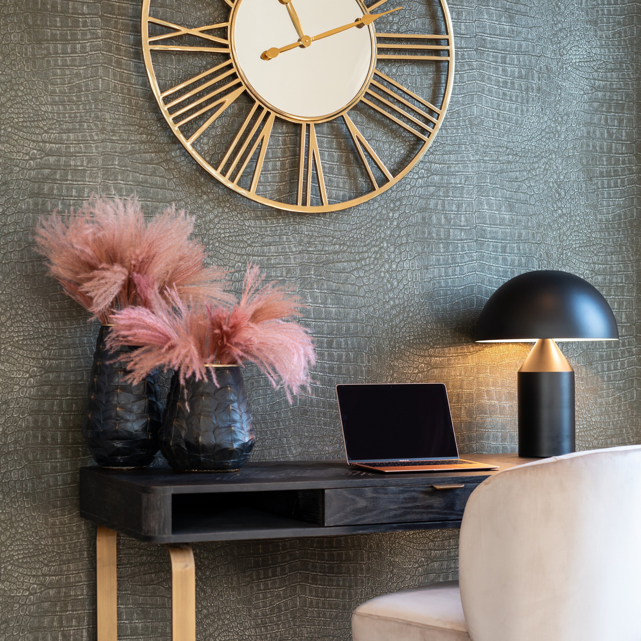 Richmond Interiors Schreibtisch Blackbone Brass black rustic Schreibtisch Richmond Interiors