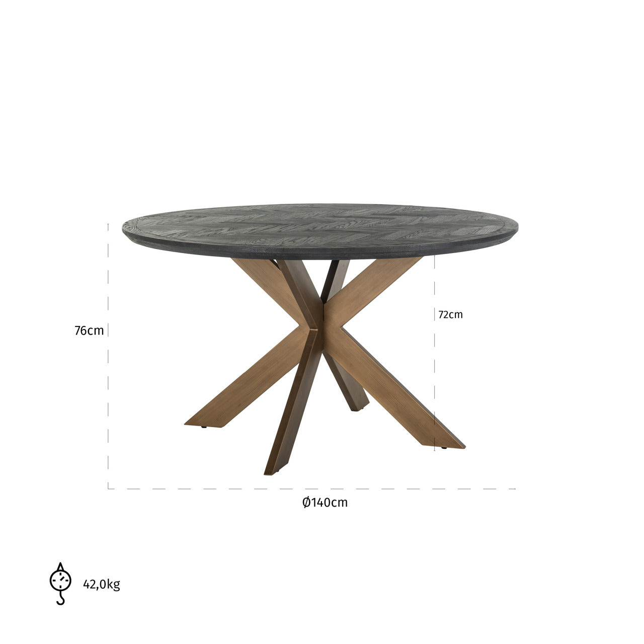 Richmond Interiors Esstisch Blackbone Brass black rustic 140Ø Esstisch Richmond Interiors