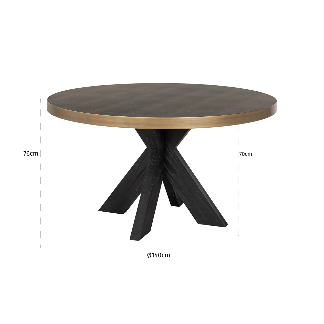 Richmond Interiors Esstisch Bloomville brass shagreen incl. glass top 140Ø Esstisch Richmond Interiors