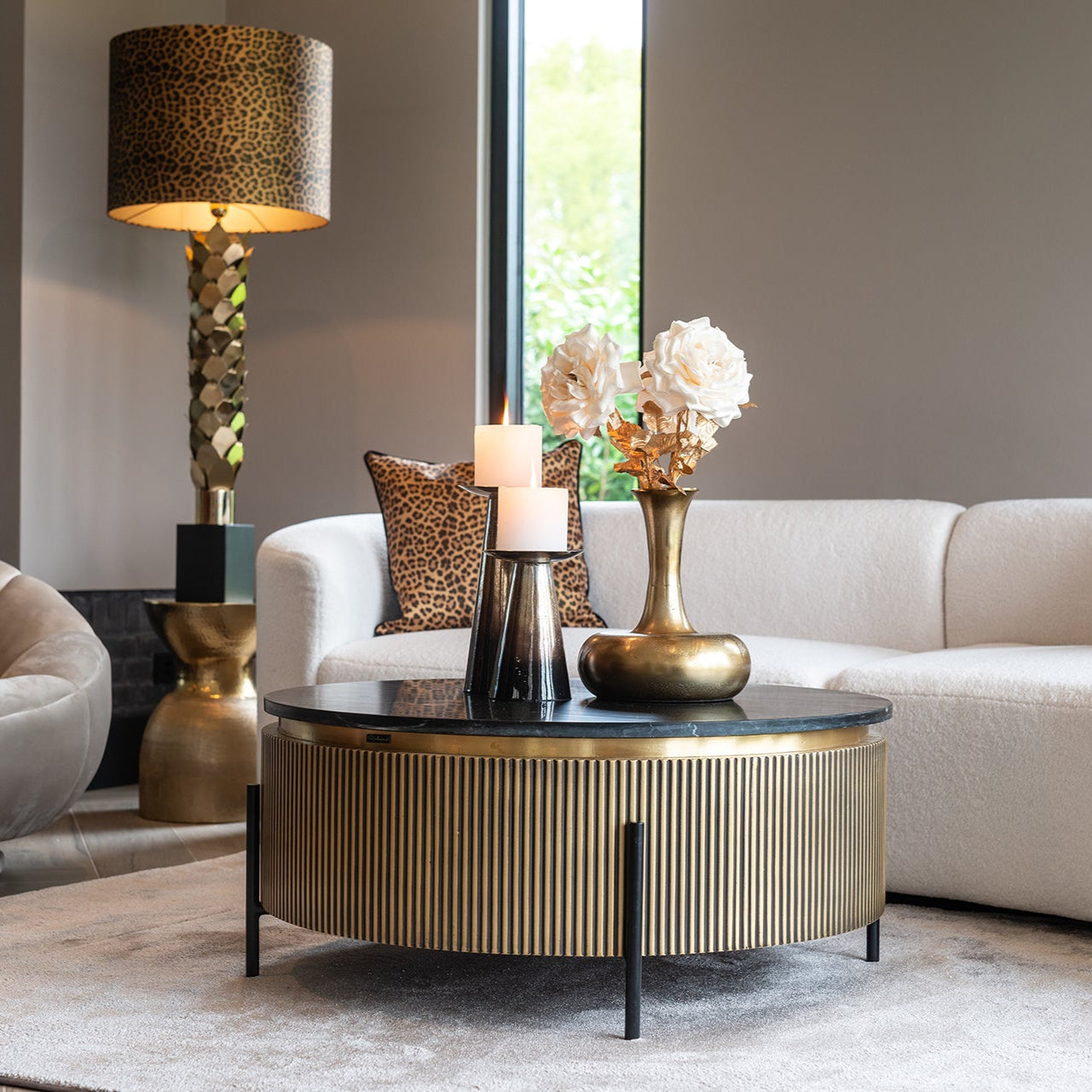 Richmond Interiors Couchtisch Ironville 90Ø gold Couchtisch rund Richmond Interiors