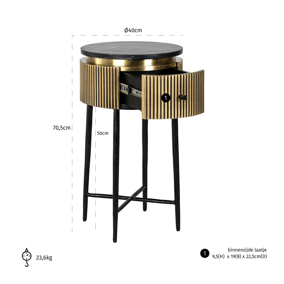 Richmond Interiors Beistelltisch Ironville gold Richmond Interiors