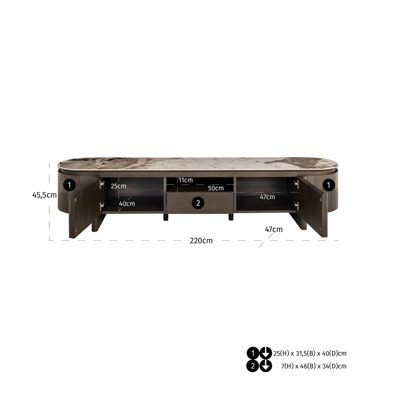 Richmond Interiors – TV-Board Langford Brown Fernsehkommode Richmond Interiors