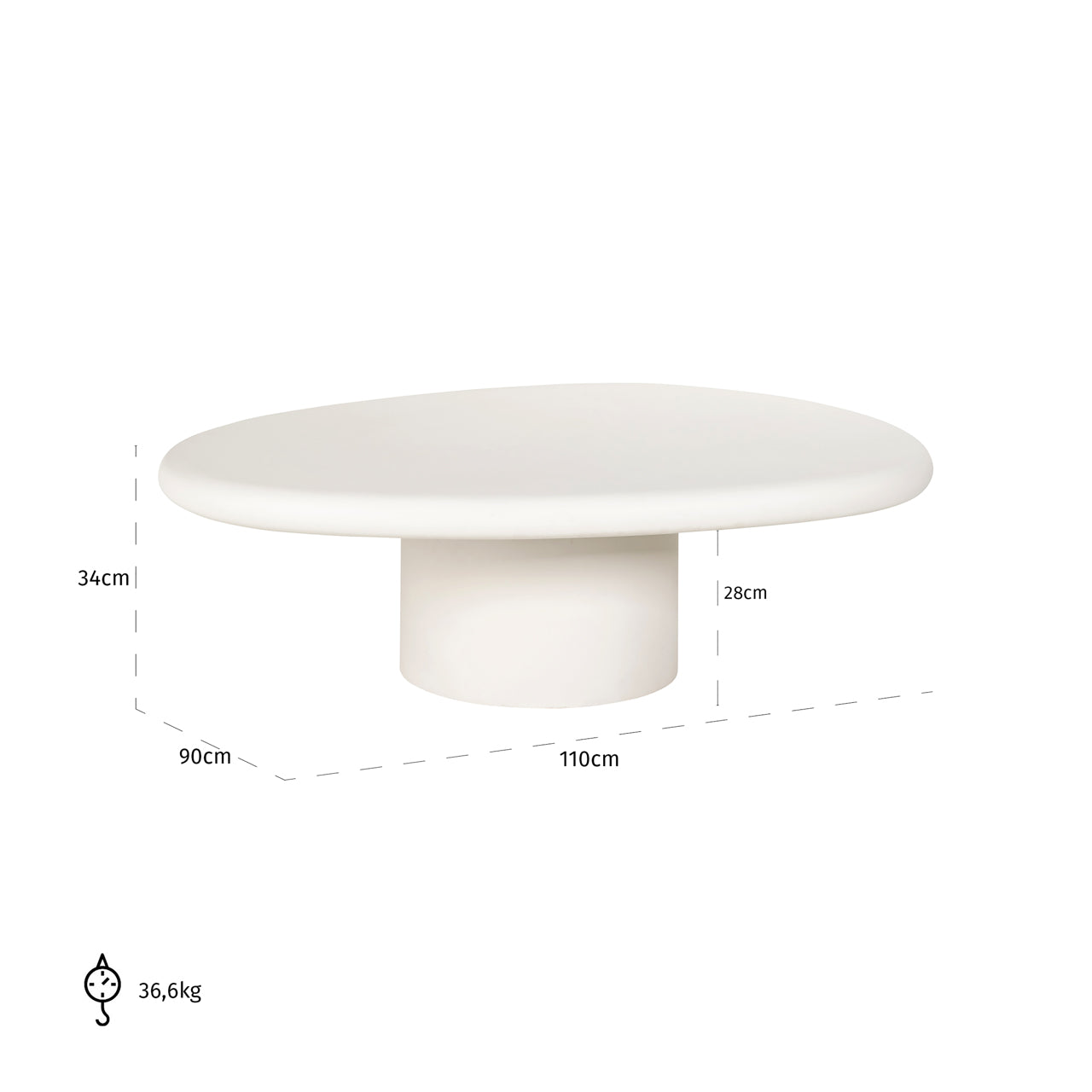 Richmond Interiors Couchtisch Bloomstone white 110x90 Couchtisch Richmond Interiors