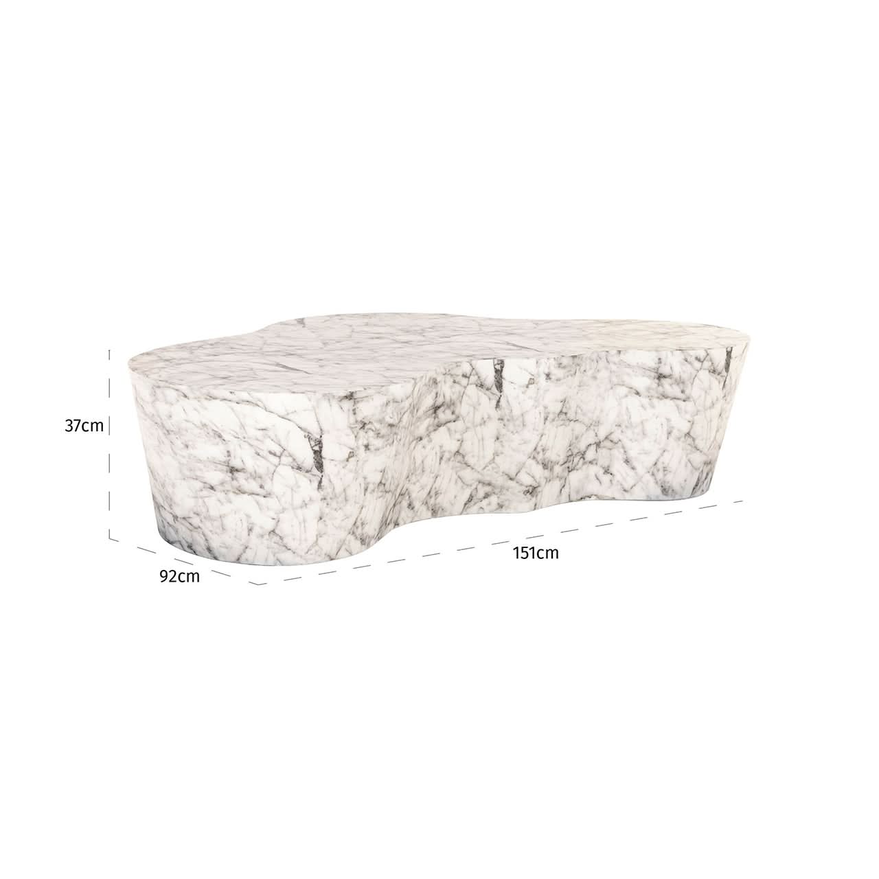 Richmond Interiors Couchtisch Rockyard faux white marble (White) Couchtisch asymmetrisch Richmond Interiors