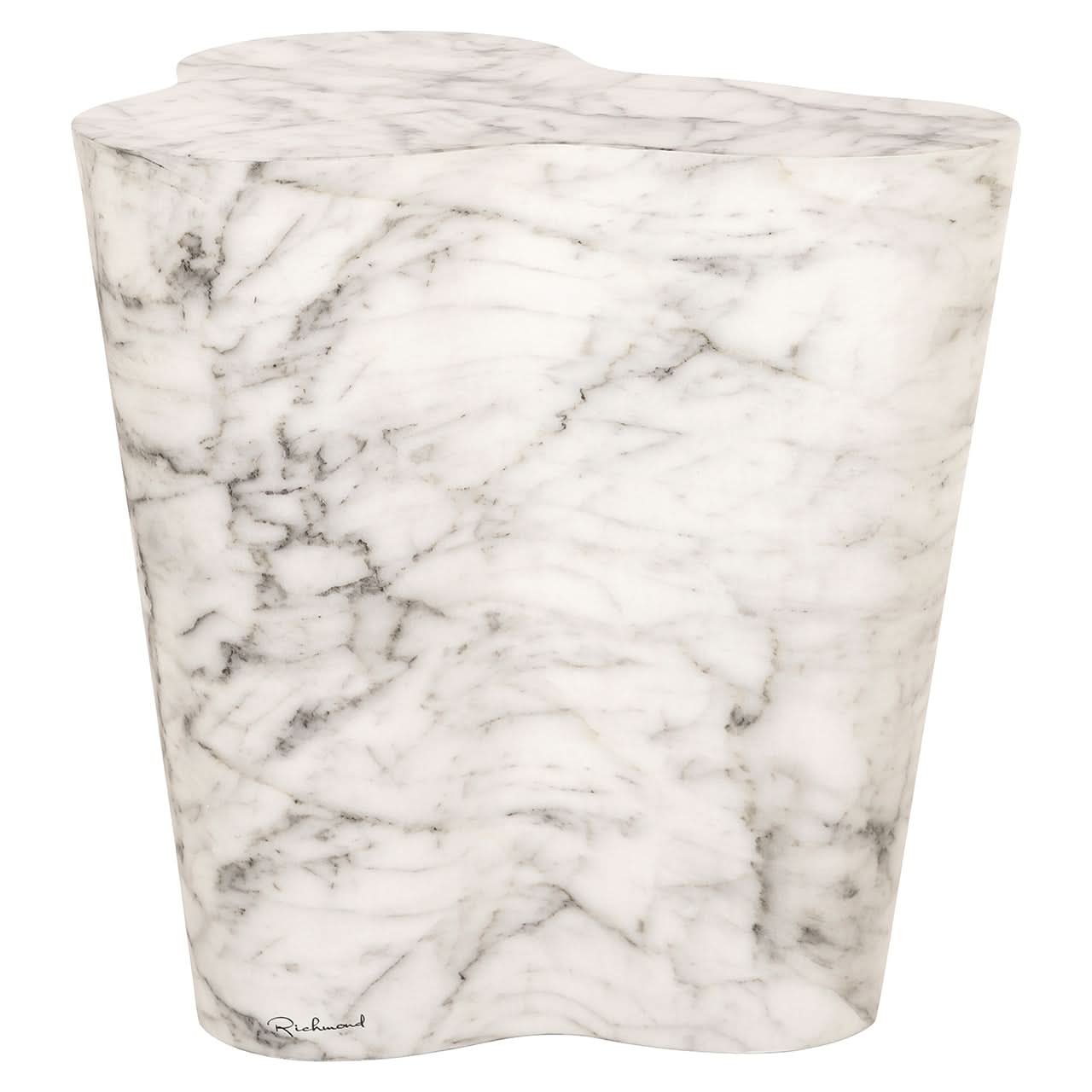 Richmond Interiors Beistelltisch Rockyard faux white marble (White) Beistelltisch rund Richmond Interiors