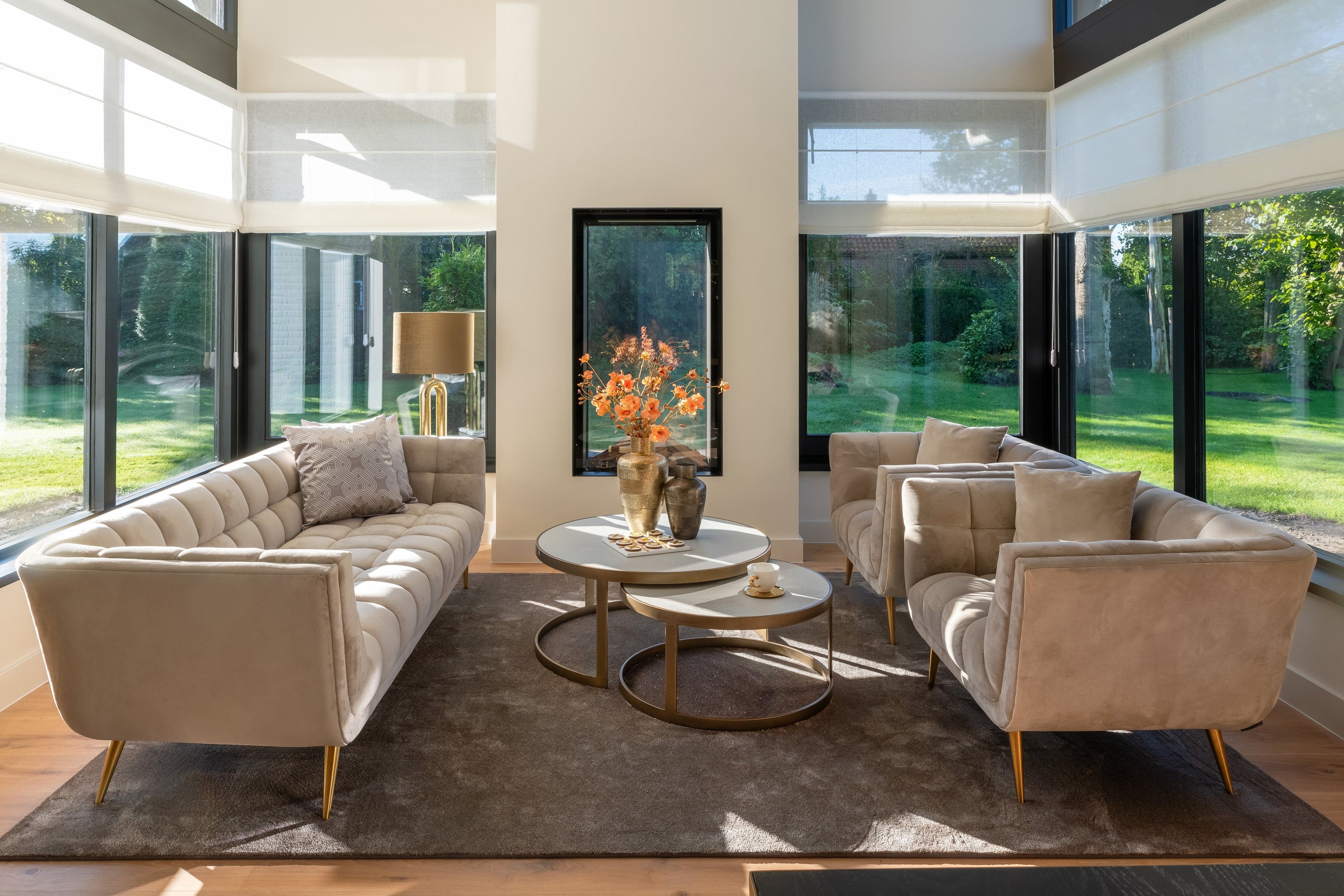 Richmond Interiors Couchtisch Whitebone brass Set von 2 (Verona Grey) Couchtisch-Set Richmond Interiors