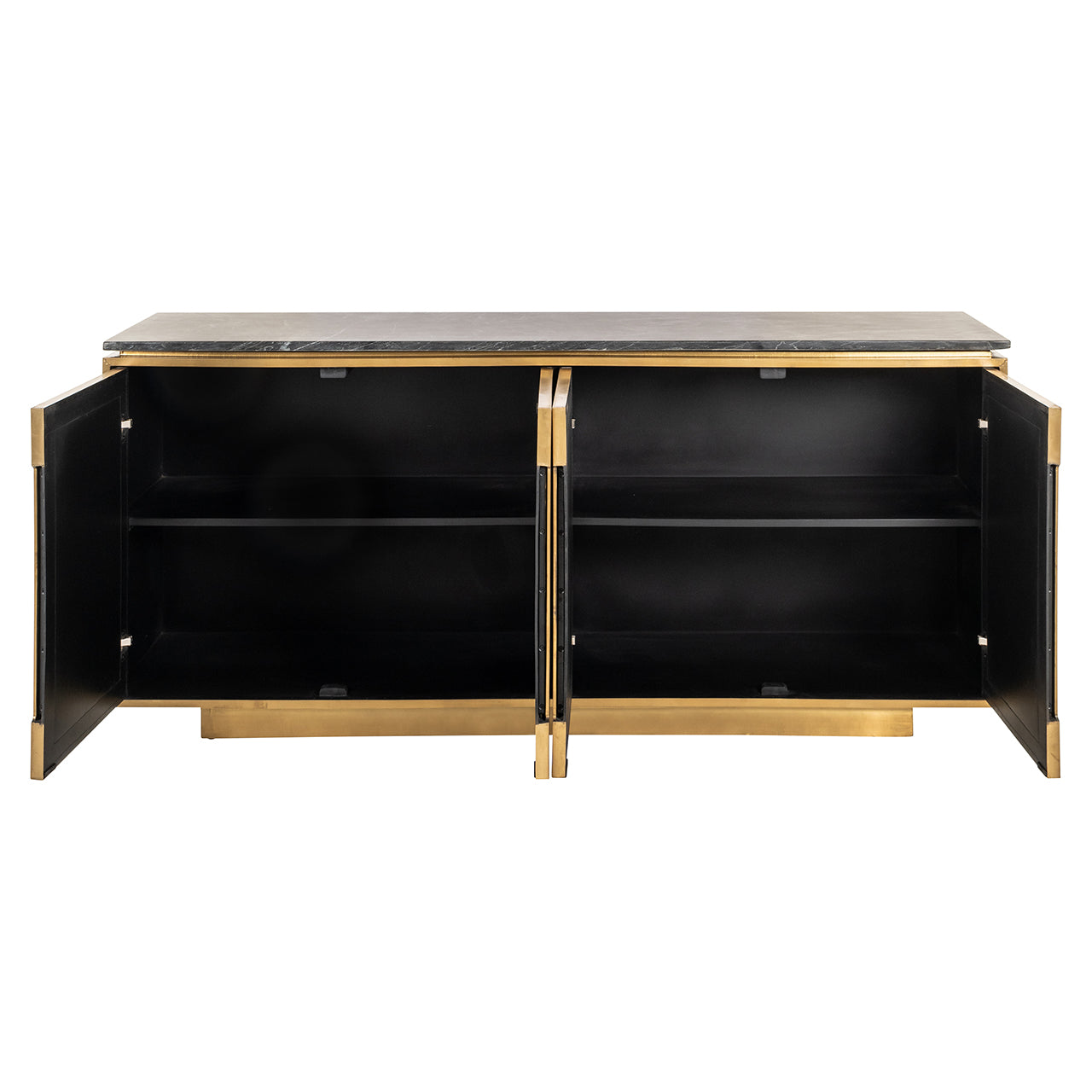 Richmond Interiors Sideboard Finsbury – 4-türig in Black/Gold Sideboard Richmond Interiors