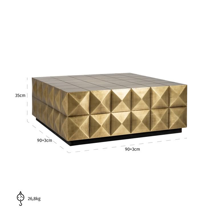 Richmond Interiors Couchtisch Collada inkl. Glasplatte (Brushed Gold) Couchtisch eckig Richmond Interiors