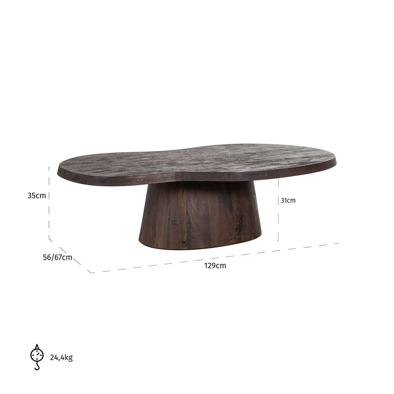 Richmond Interiors Couchtisch Odile (dunkelbraun) Couchtisch asymmetrisch Richmond Interiors