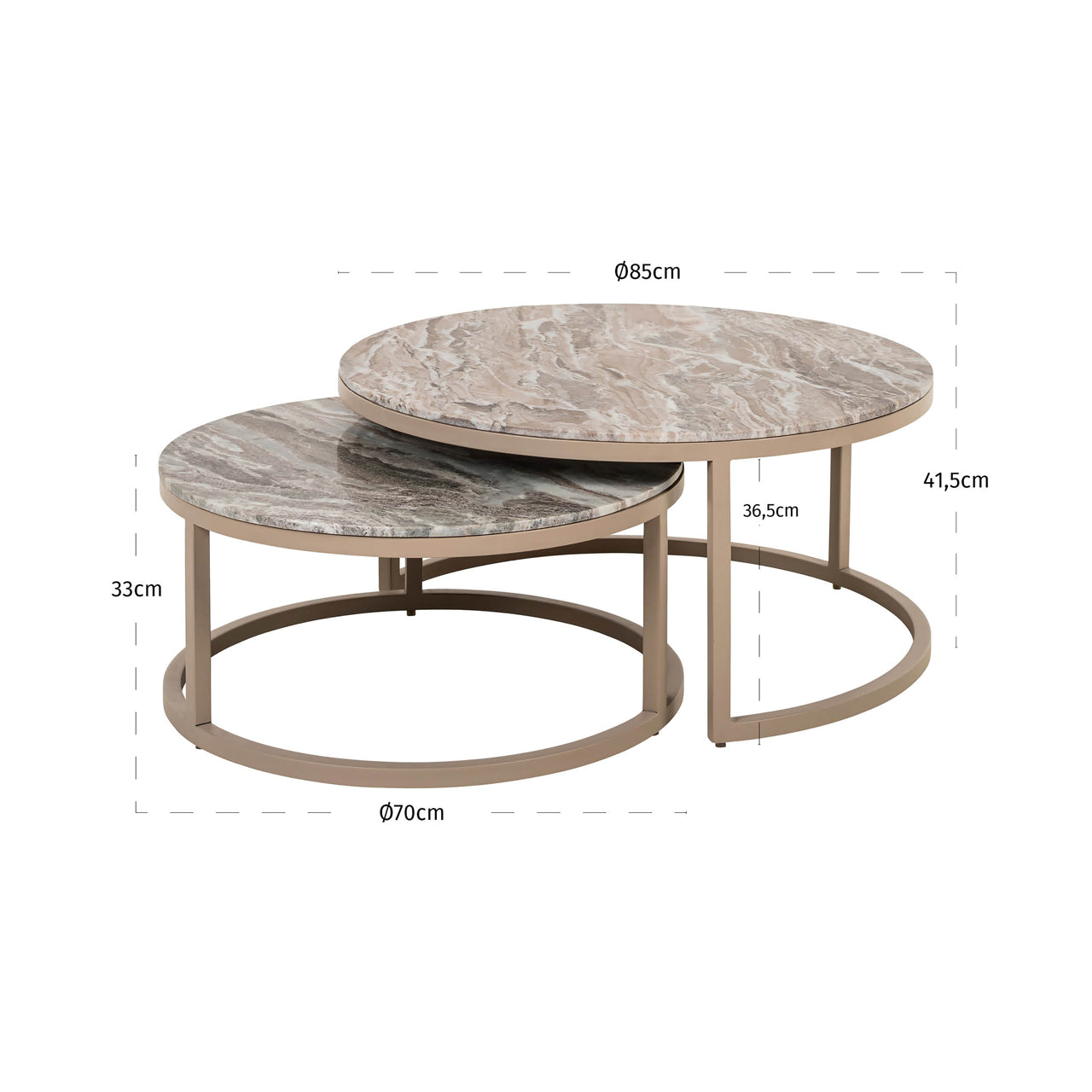 Richmond Interiors Couchtisch Fairfax clay (Set of 2)