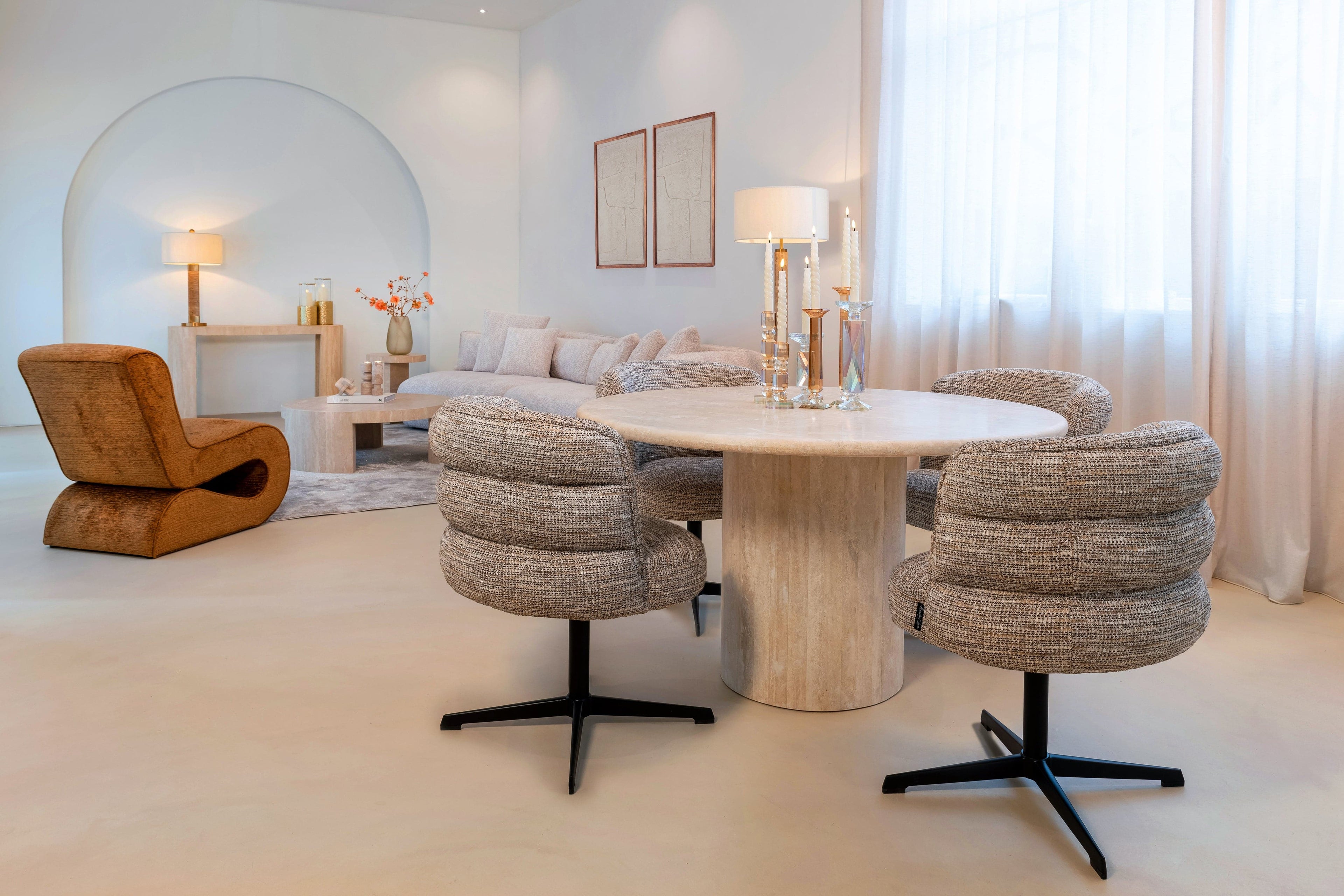 Alexander Jones Esstisch rund Renaissance beige Travertin Esstisch rund Alexander Jones