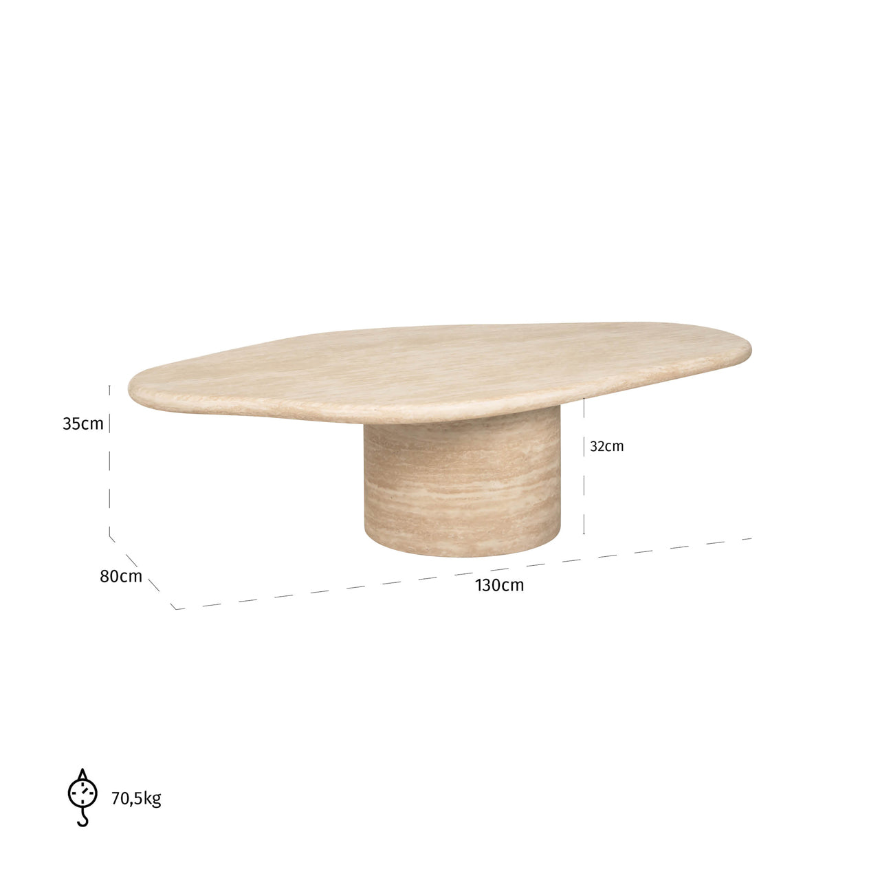 Richmond Interiors Coffee Table Fictus Travertine faux (Beige)