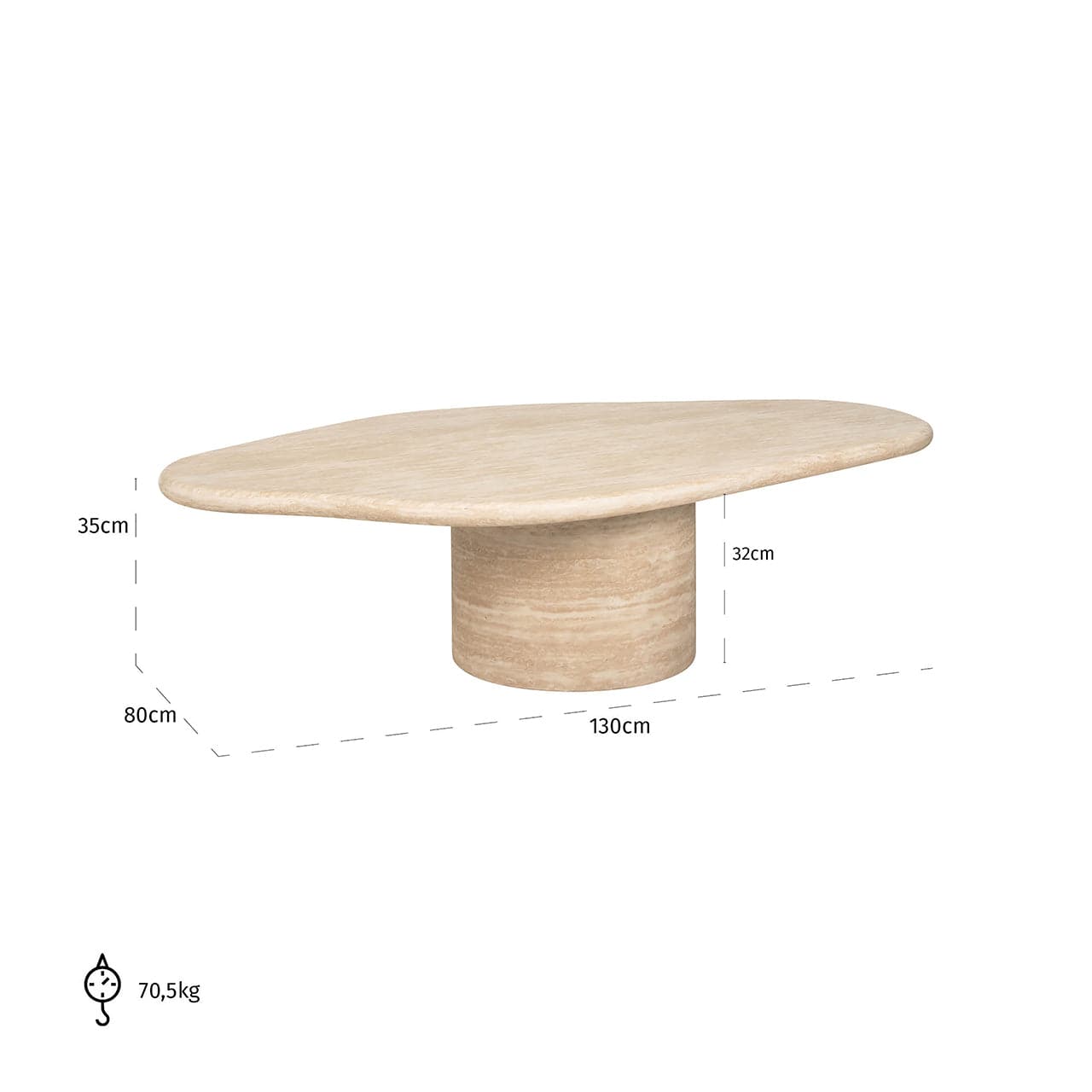 Richmond Interiors Couchtisch Fictus Travertin faux (Beige) Couchtisch asymmetrisch Richmond Interiors