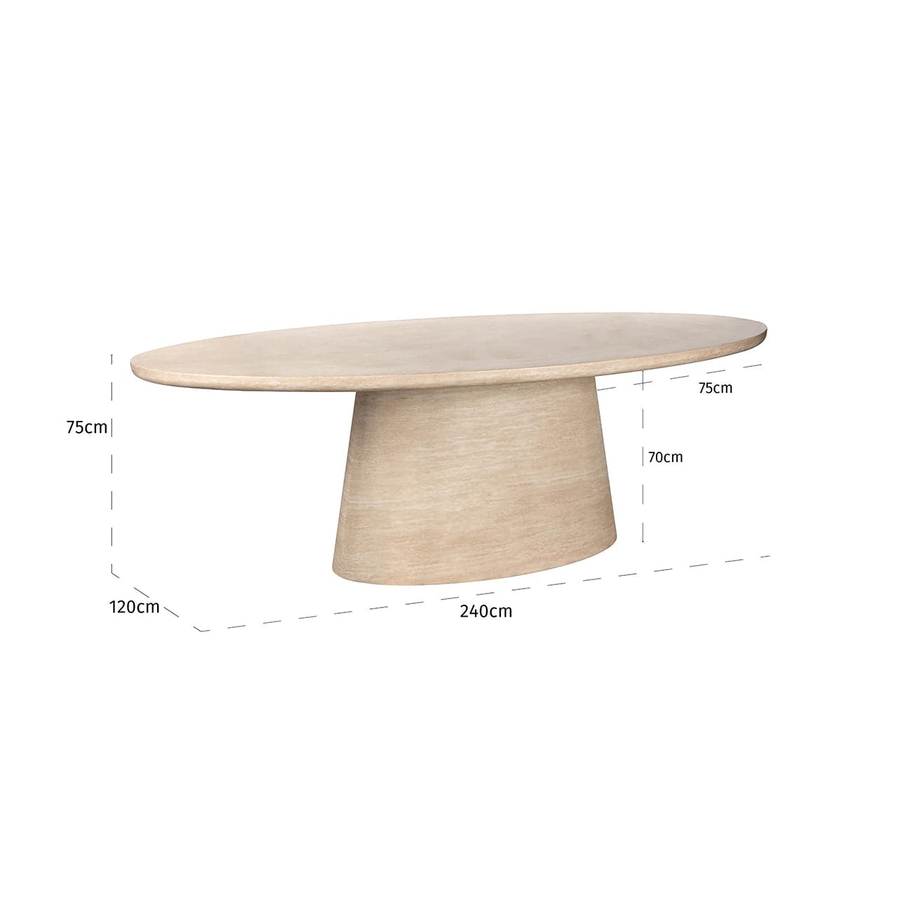 Richmond Interiors Esstisch Fictus Travertin faux (Beige) Esstisch oval Richmond Interiors