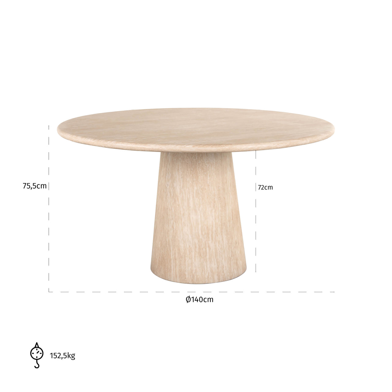 Richmond Interiors dining table Fictus 140Ø faux travertine