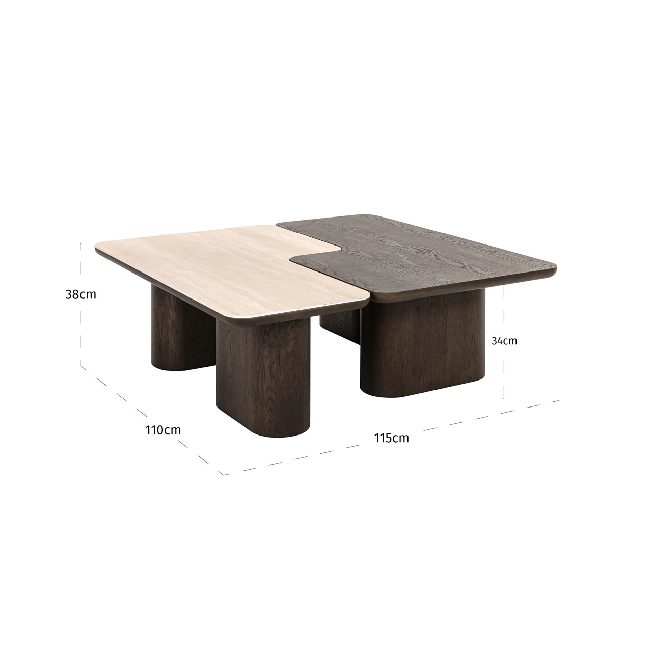 Richmond Interiors Couchtisch Nando brown (Set of 2) Couchtisch Richmond Interiors
