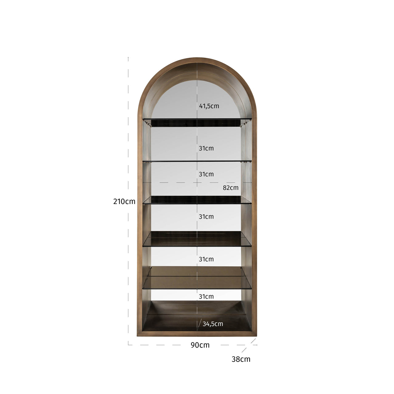 Richmond Interiors Vitrine Bowic brushed gold Vitrine Richmond Interiors