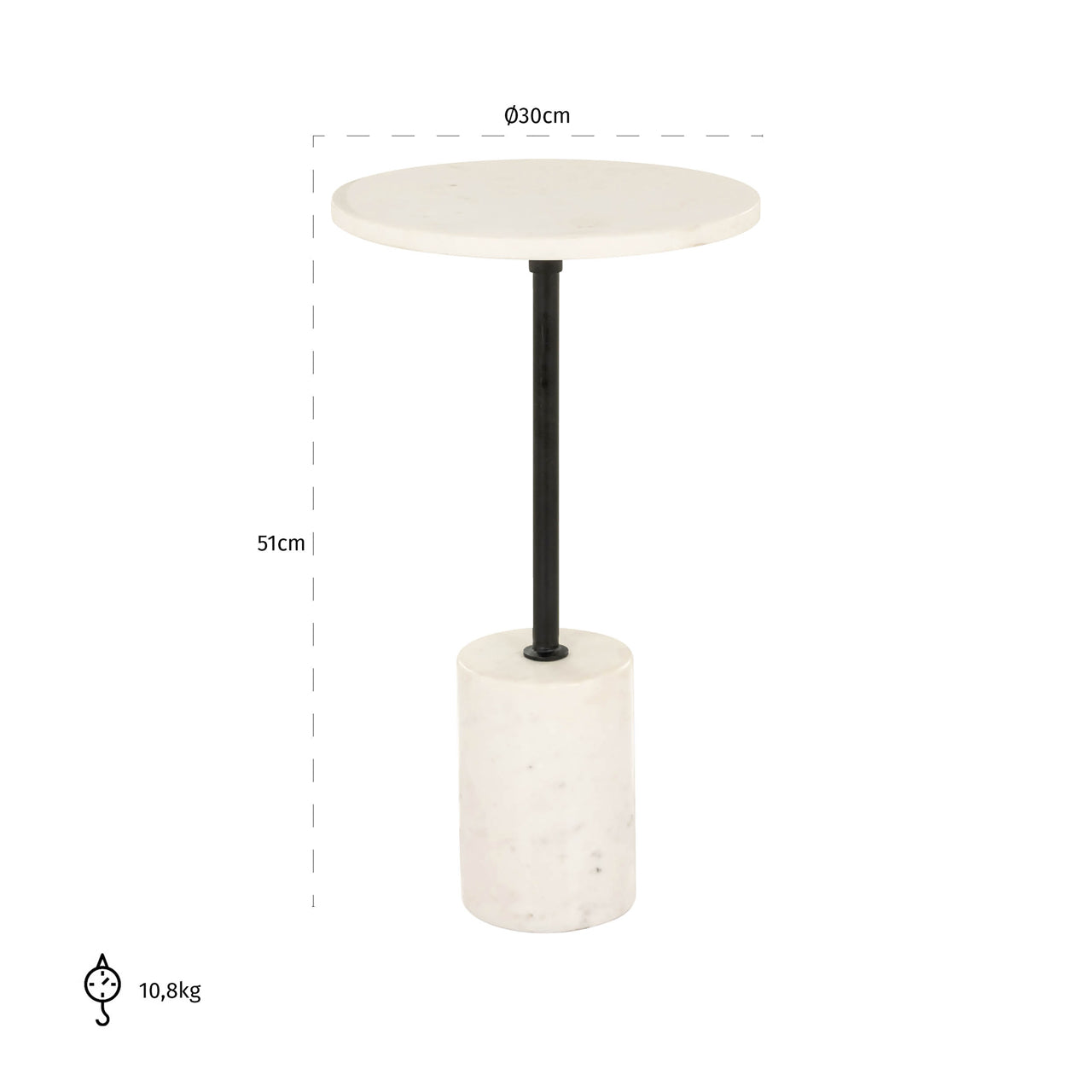 Richmond Interiors Beistelltisch Misty black/white 30Ø Beistelltisch Richmond Interiors