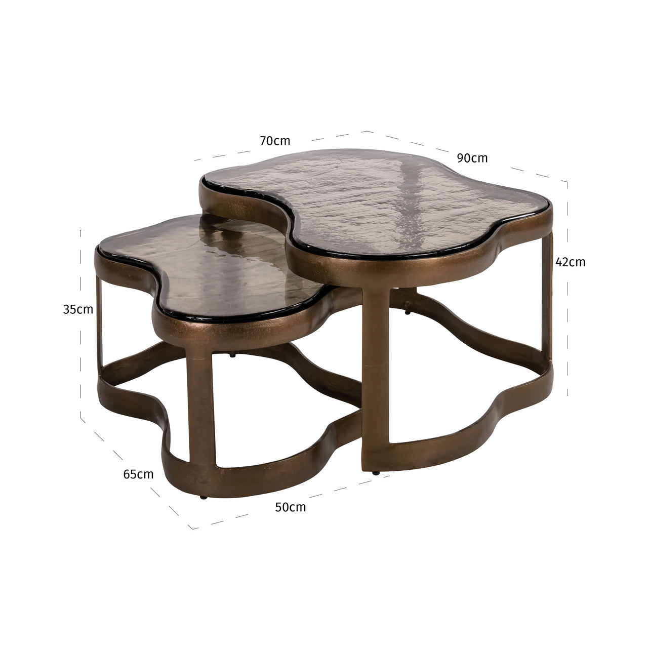 Richmond Interiors – Couchtisch-Set Fairfield Brass Antique (2er-Set) 2er-Set Couchtisch Richmond Interiors