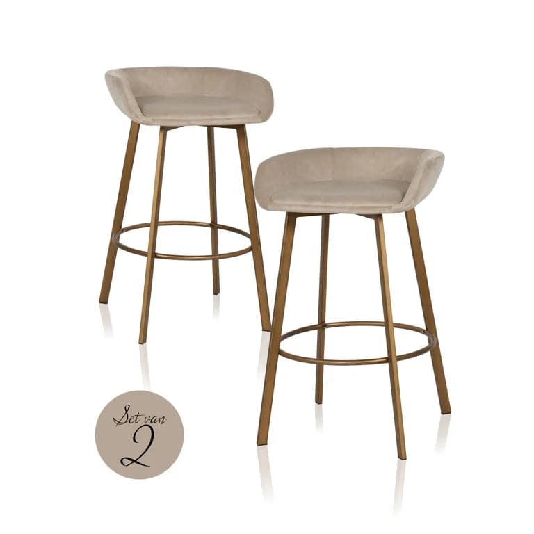 Richmond Interiors Barstuhl Cressida khaki velvet (2er-Set) Barhocker Richmond Interiors