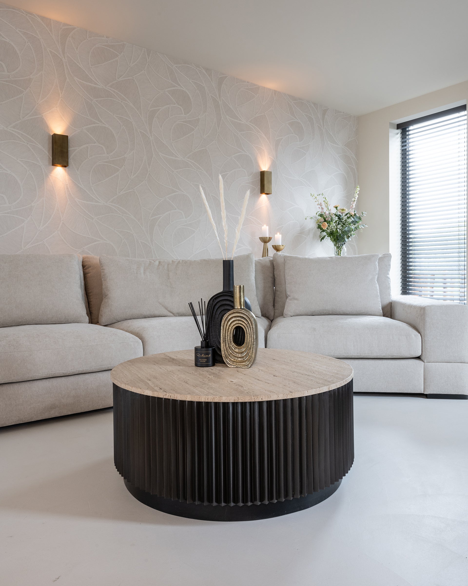 Richmond Interiors - Couchtisch Travertin Hampton 90Ø Couchtisch rund Richmond Interiors