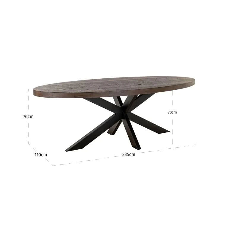 Richmond Interiors Esstisch Watson – Dark Brown (235 cm) mit Spidergestell Esstisch oval Richmond Interiors