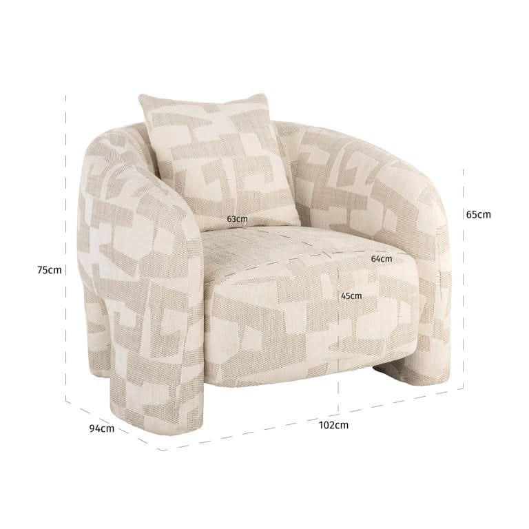 Richmond Interiors Loungesessel Tuscany – Beige Graffic Polstersessel Richmond Interiors