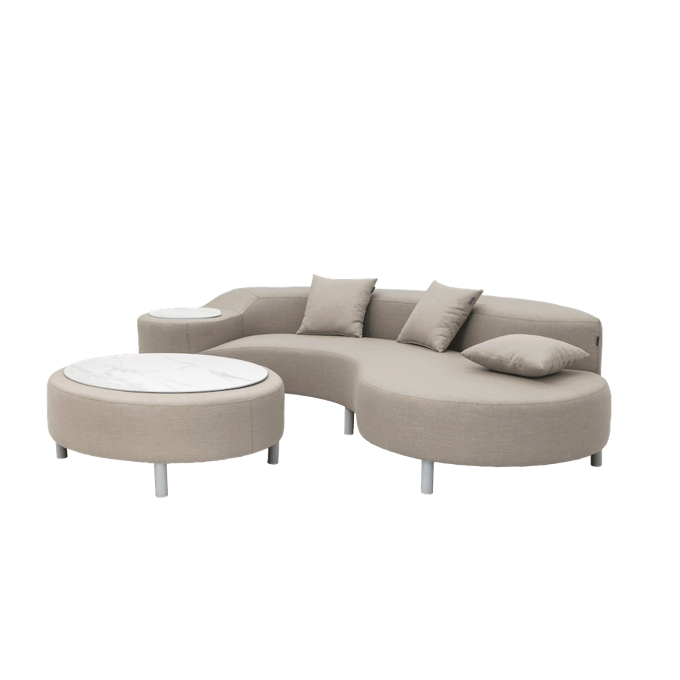 PTMD Yvonne Outdoor Sofa rund Beige Outdoor Loungesofa PTMD