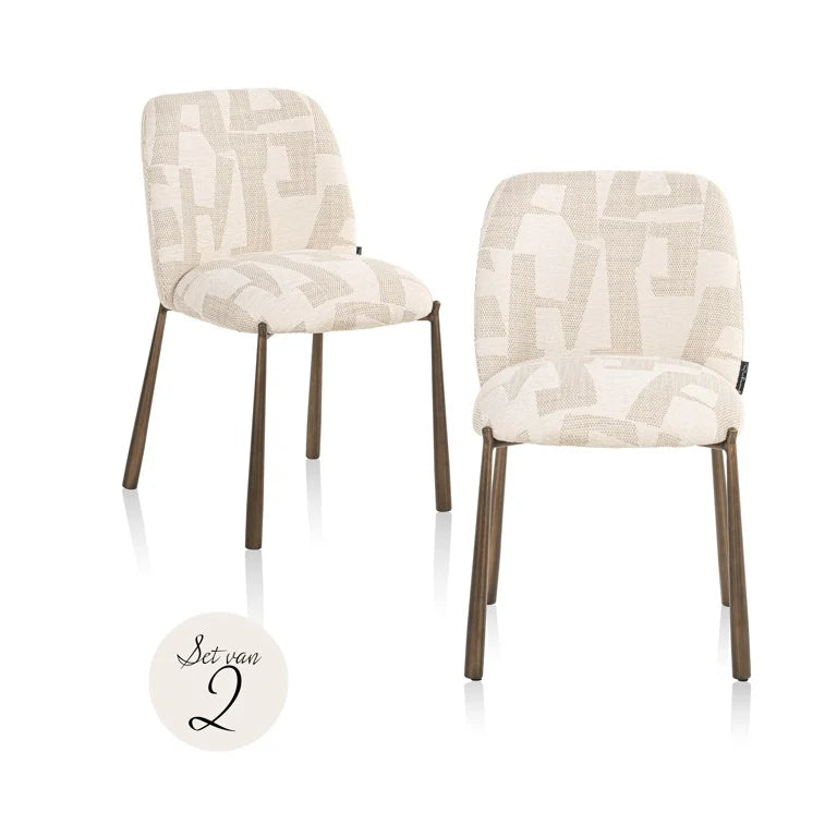 Richmond Interiors Esszimmerstühle 2er-Set Lana beige graffic (Beige graffic) 2er-Set Esszimmerstühle Richmond Interiors
