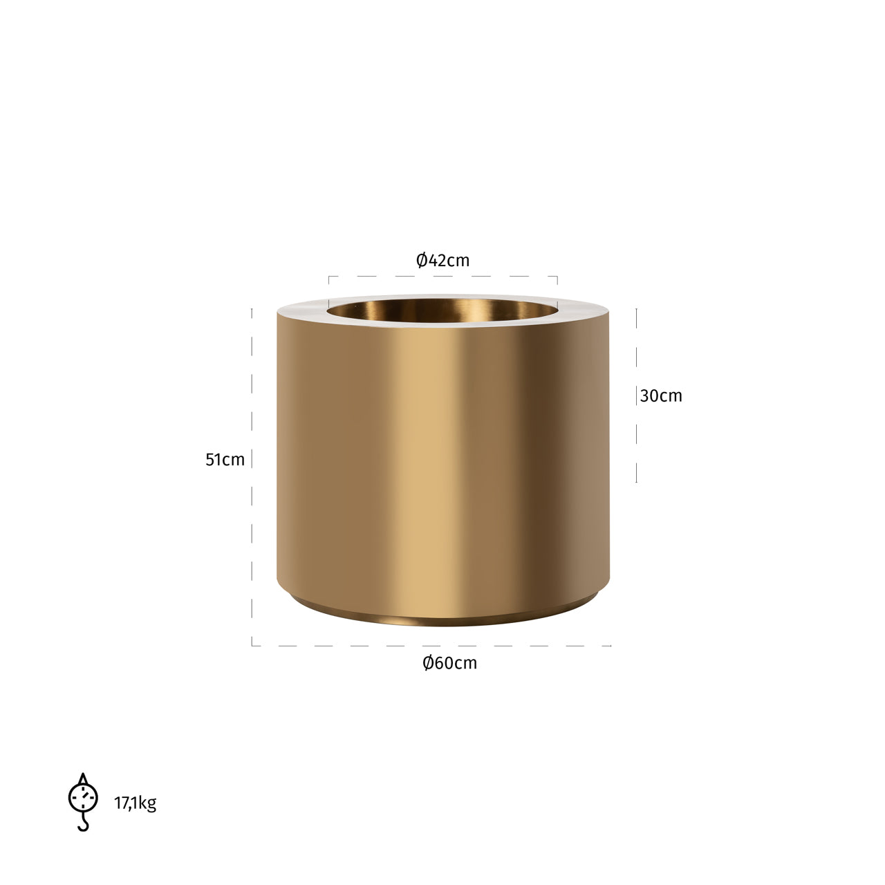 Richmond Interiors Pflanzgefäß Donna brushed gold 60Ø