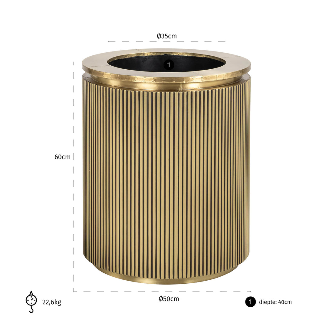 Richmond Interiors Pflanzgefäß Ironville gold 50Ø Pflanzgefäß Richmond Interiors