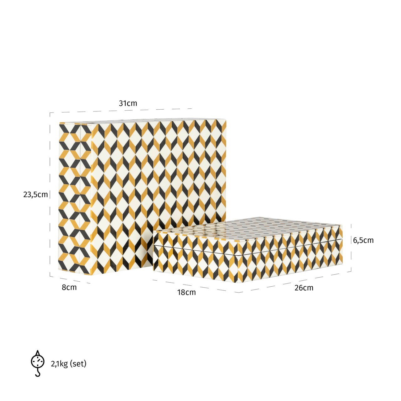 Richmond Interiors Aufbewahrungsbox Frences black/gold (Set of 2) Aufbewahrungsbox Richmond Interiors