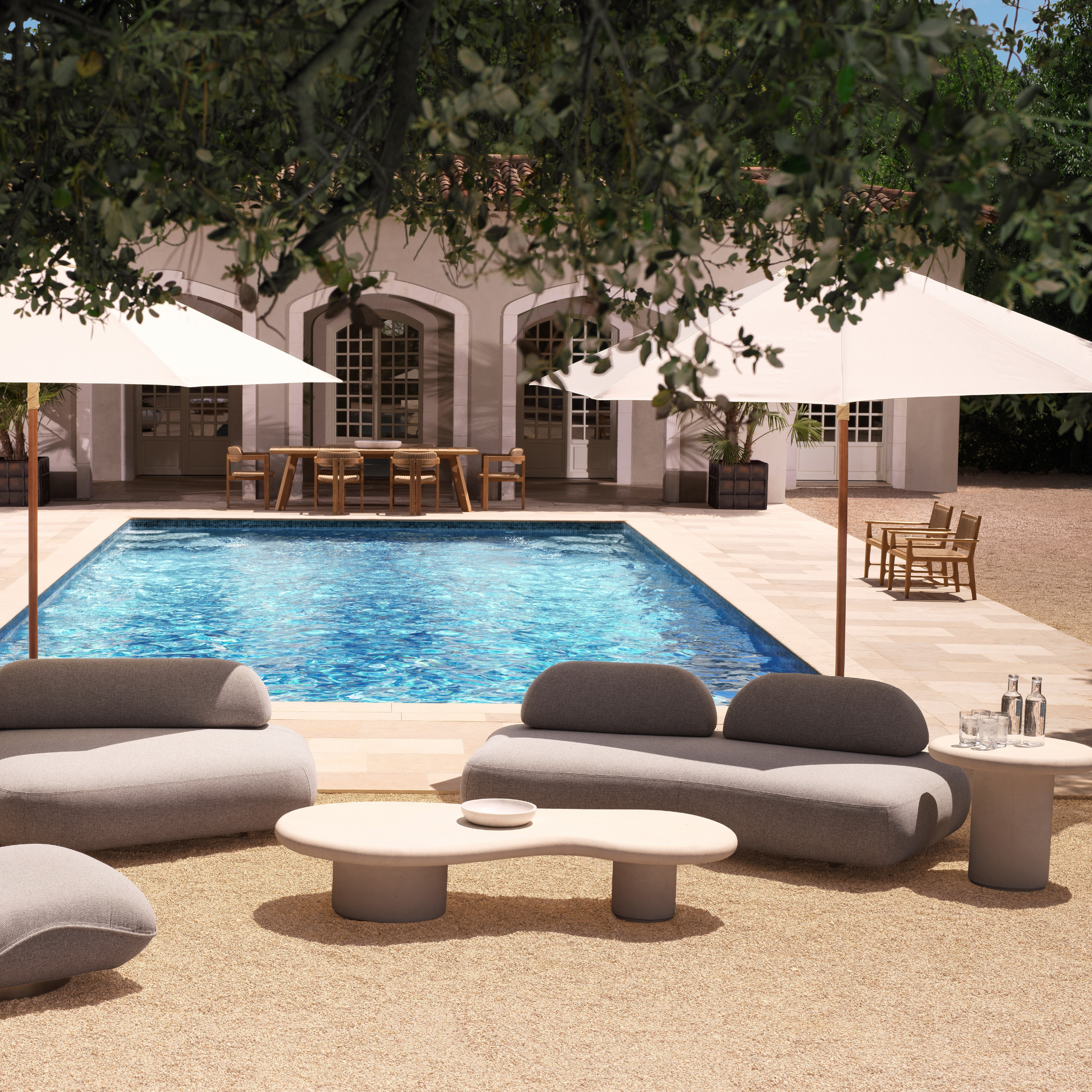 Eichholtz Outdoor Beistelltisch Vitalis – Creme | Glasfaserverstärkter Beton Outdoor Beistelltisch rund Eichholtz