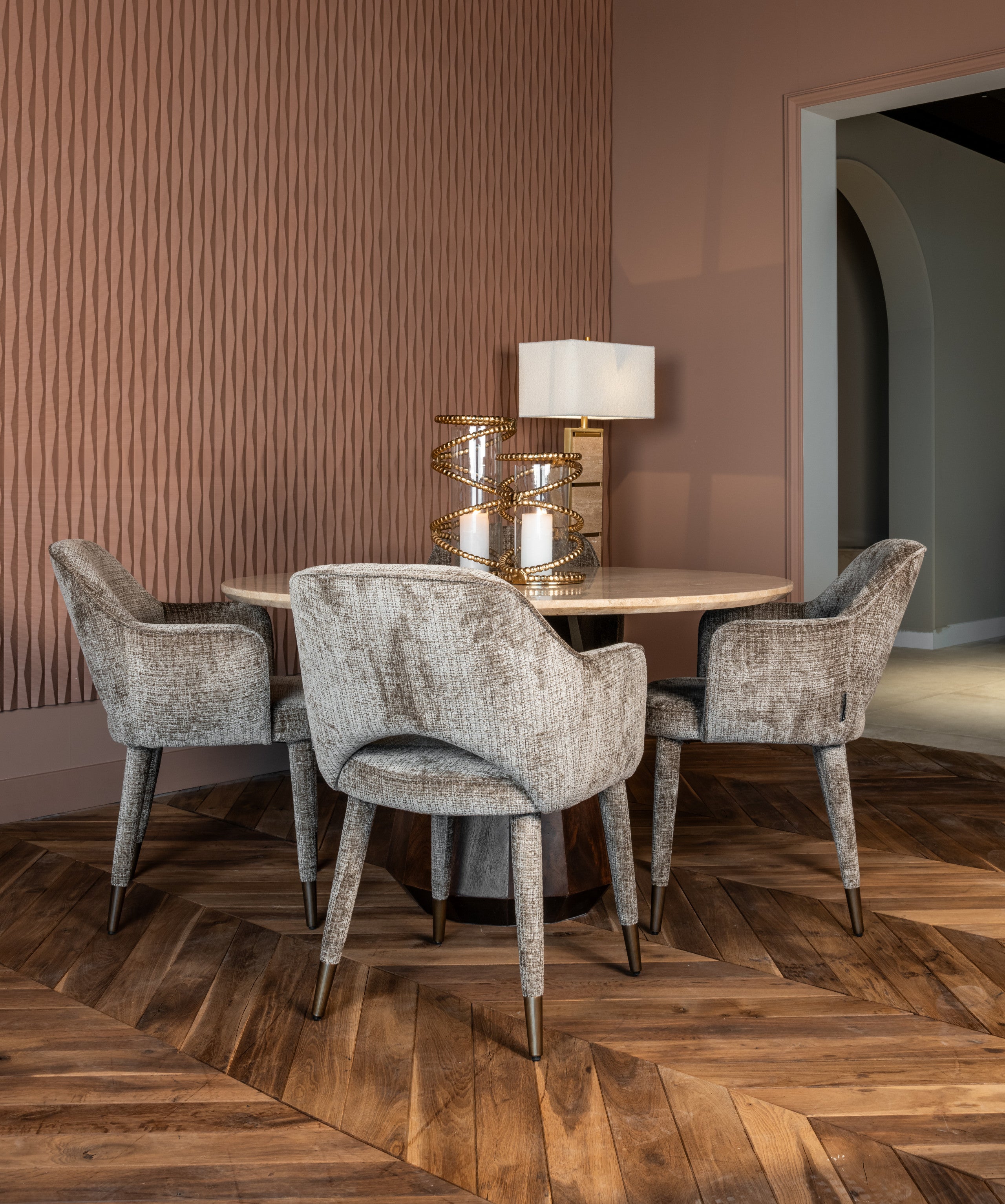 Richmond Interiors dining chair Donnatella stone chenille fire retardant (Niagara 104 Stone Chenille)