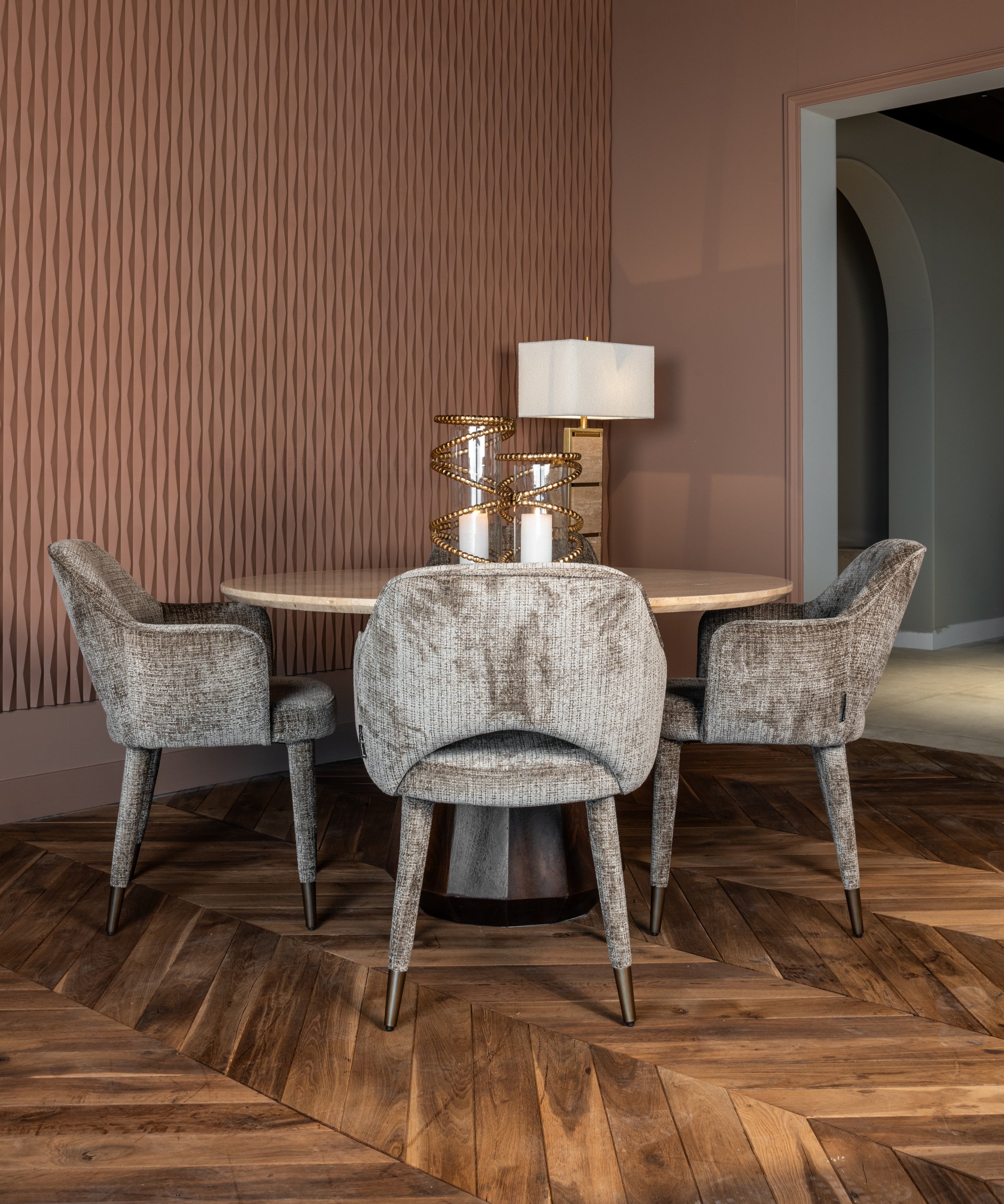 Richmond Interiors dining chair Donnatella stone chenille fire retardant (Niagara 104 Stone Chenille)