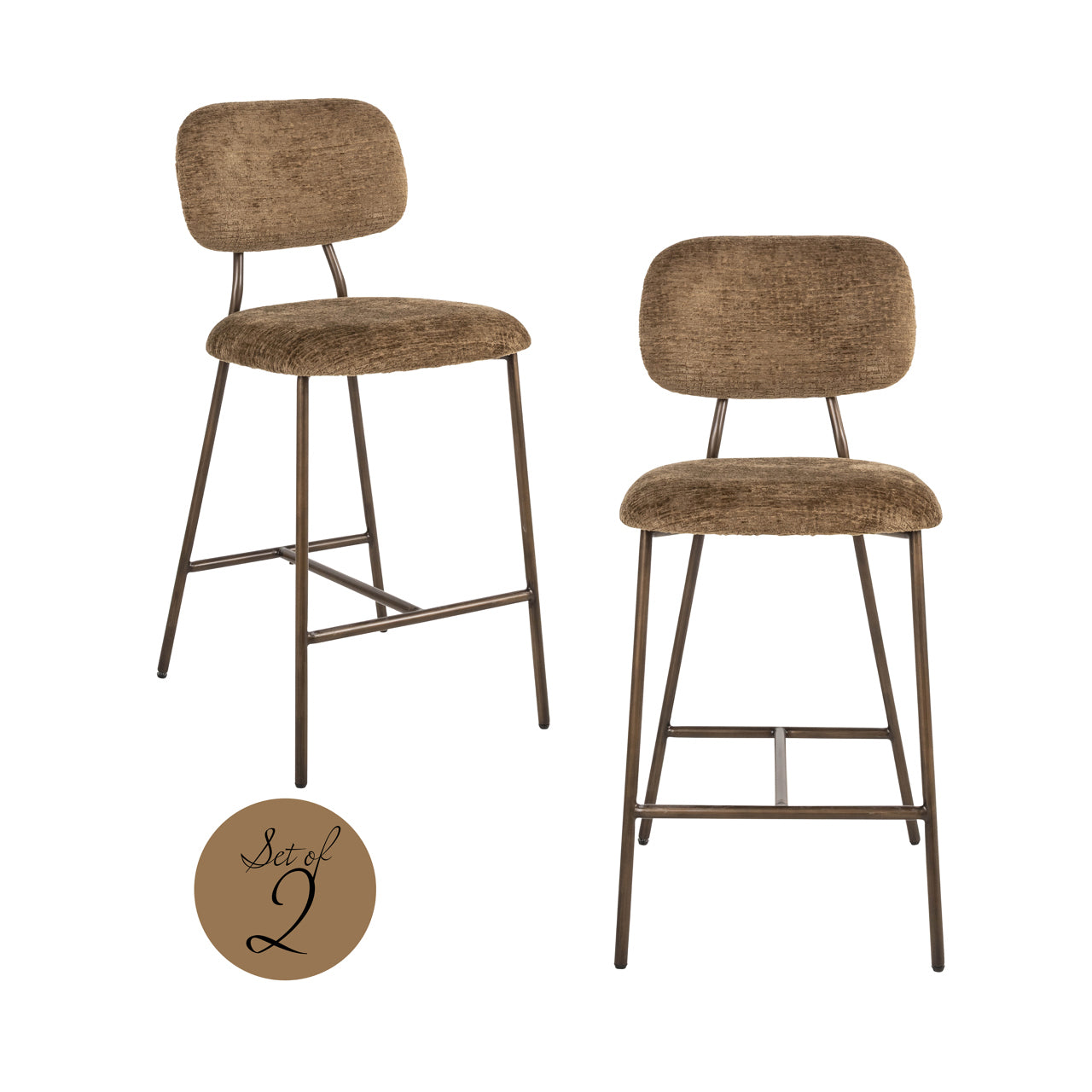Richmond Interiors Thekenstuhl Xenia brandy fusion fire retardant (Set of 2) Thekenstuhl Richmond Interiors