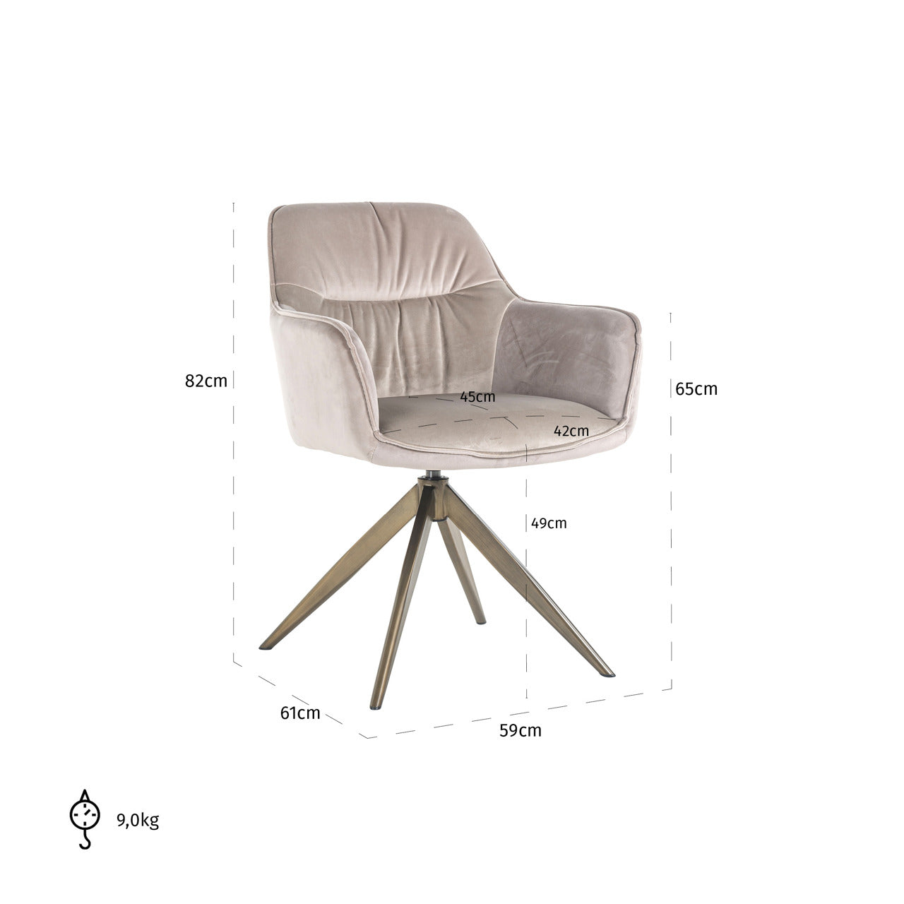 Richmond Interiors Esszimmerstuhl Aline khaki velvet swivel fire retardant Esszimmerstuhl Richmond Interiors