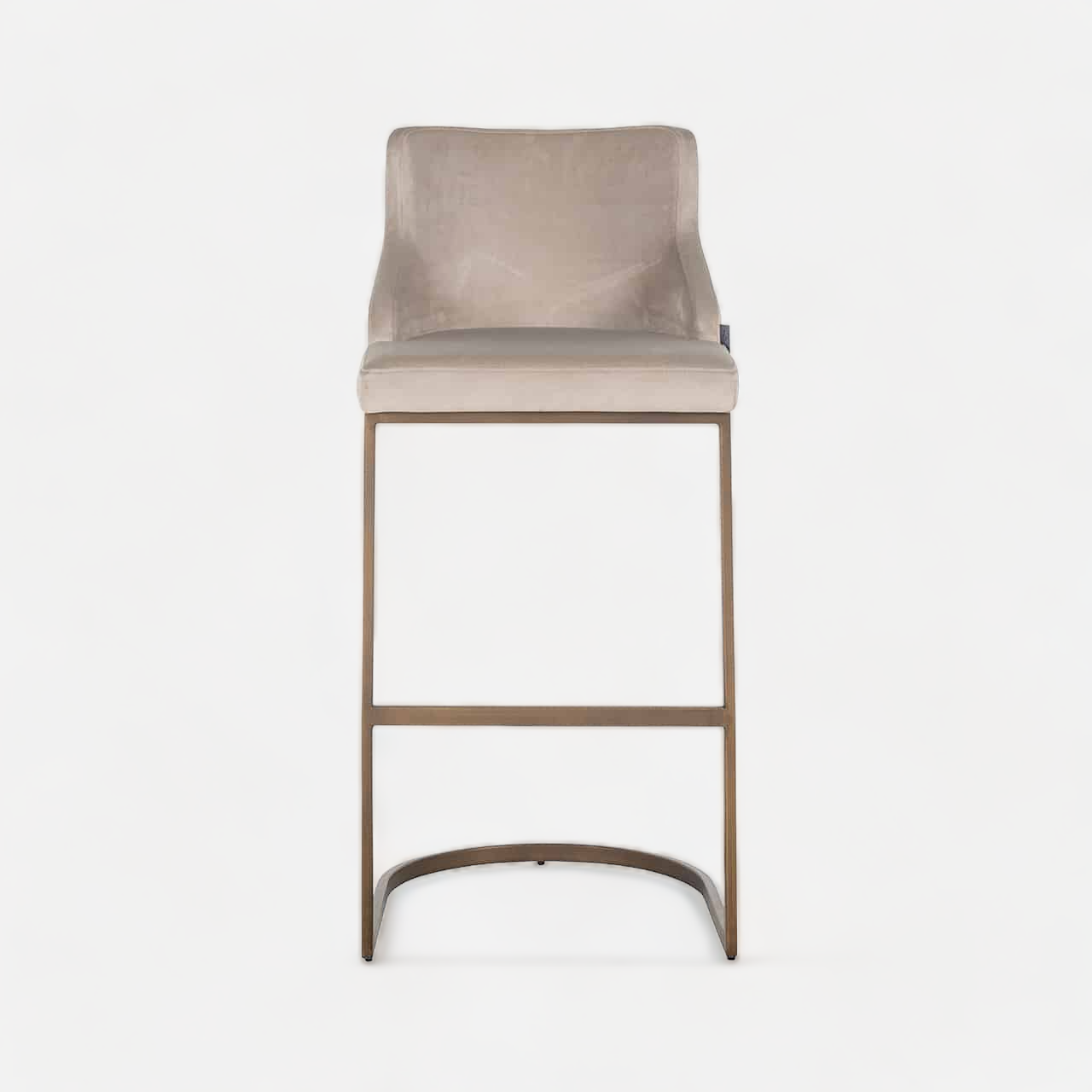 Richmond Interiors - 2er-Set Barhocker Bolton Khaki-Samt / gebürstetes Gold Barhocker Richmond Interiors