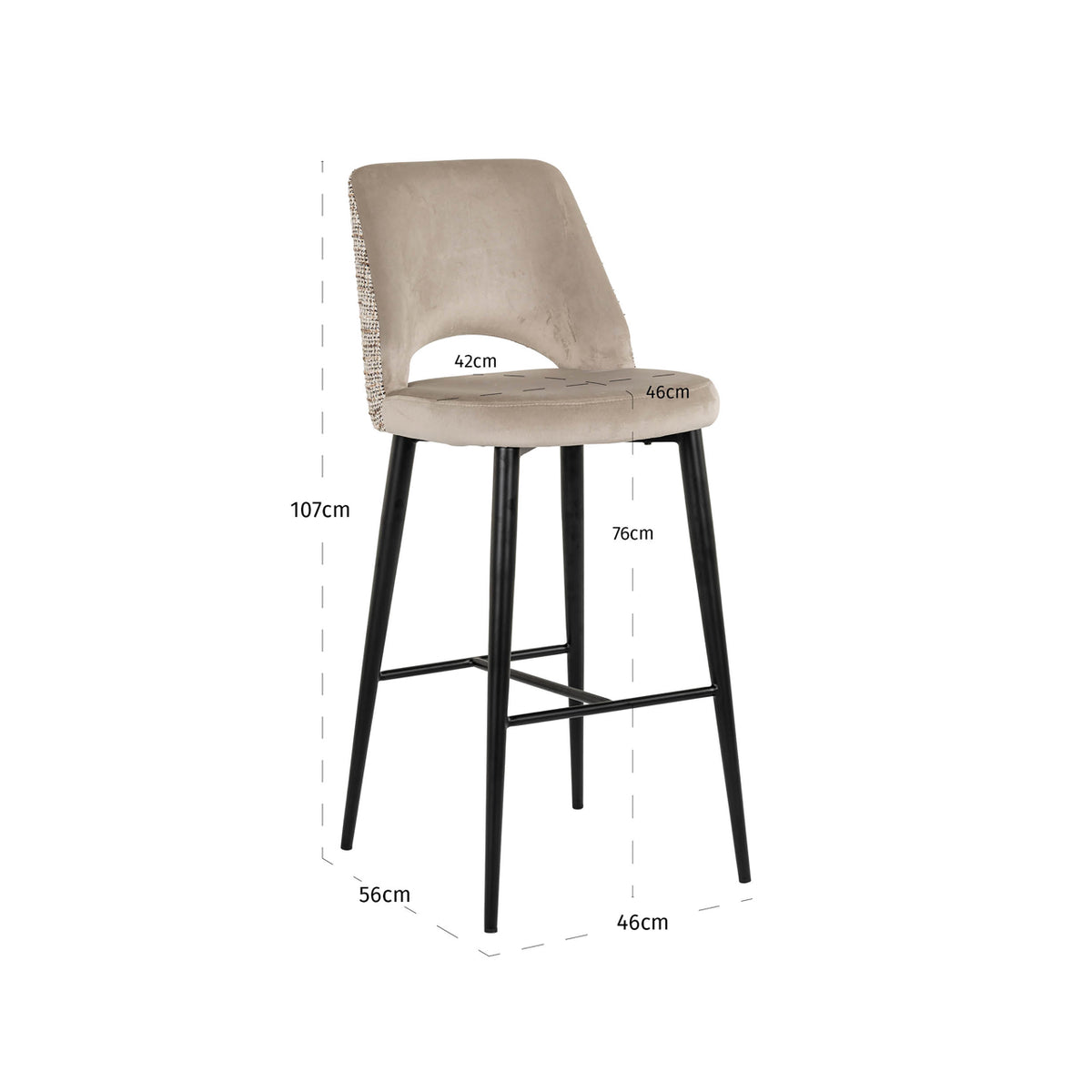Richmond Interiors Barhocker Tabitha trendy nature fire retardant Richmond Interiors