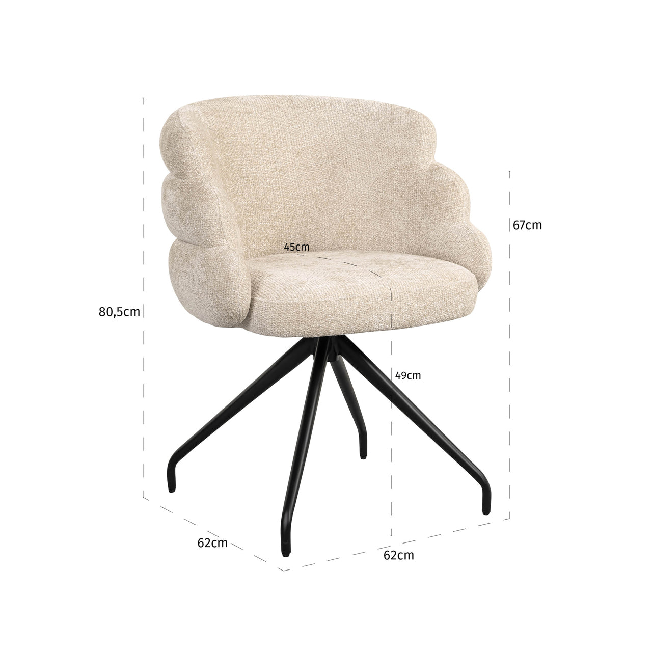 Richmond Interiors Esszimmerstuhl Kayla cream unicorn swivel Esszimmerstuhl Richmond Interiors
