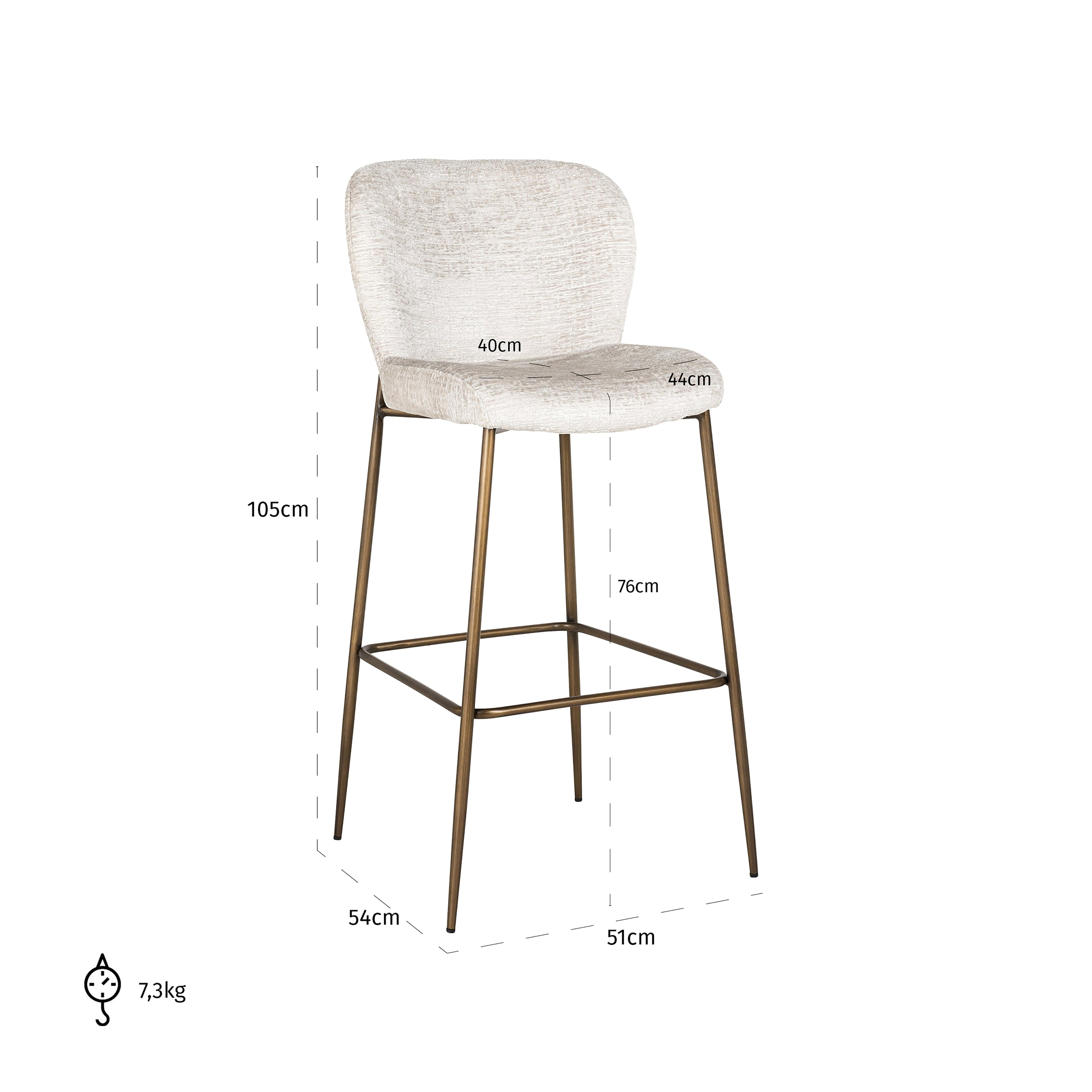 Richmond Interiors - Barstuhl Darby cream fusion 105,0cm HOMKA living
