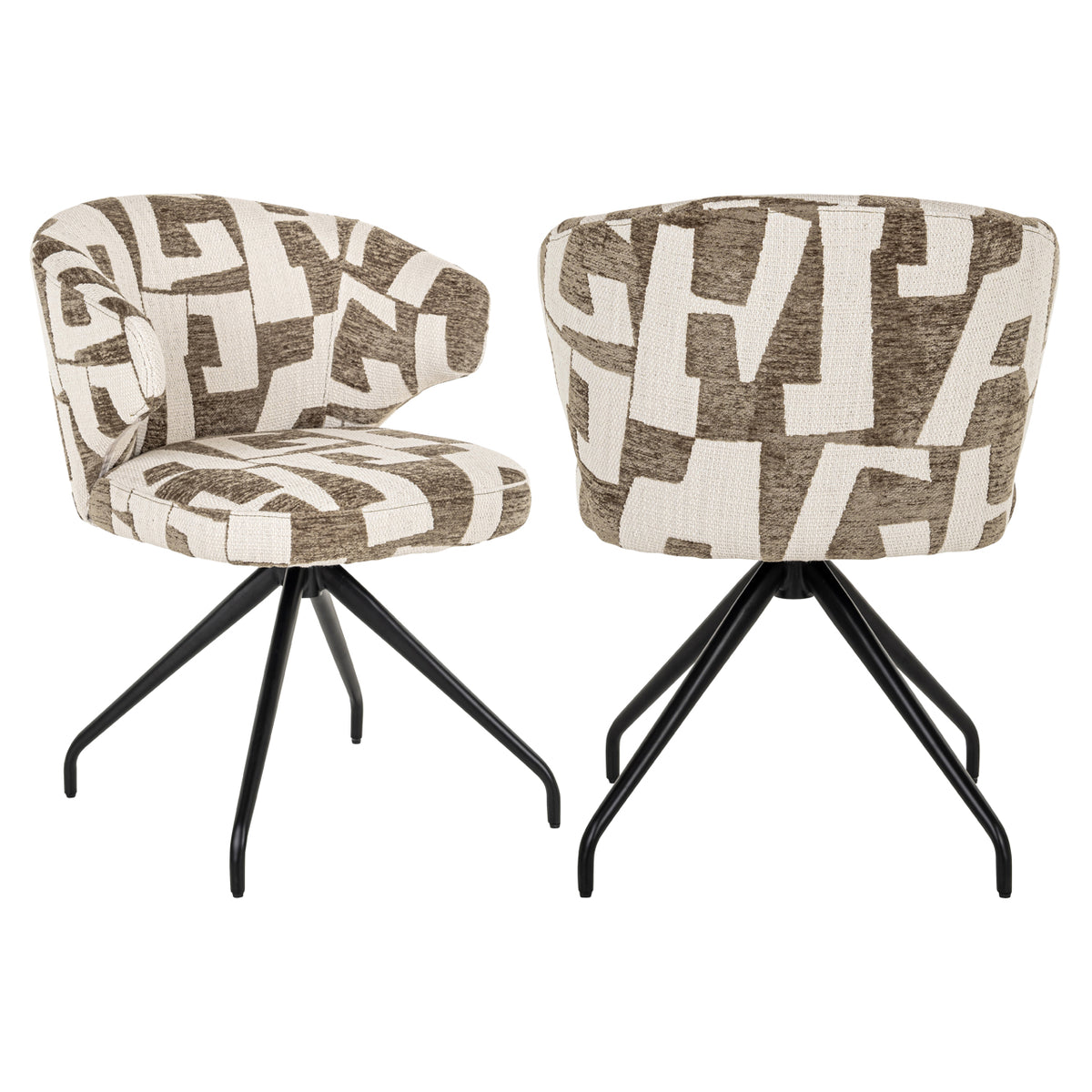 Richmond Interiors Esszimmerstuhl Milly moss graffic swivel Richmond Interiors